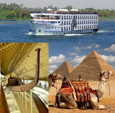 Image of Giza Egypt Camel Ride Nile Boat Ride