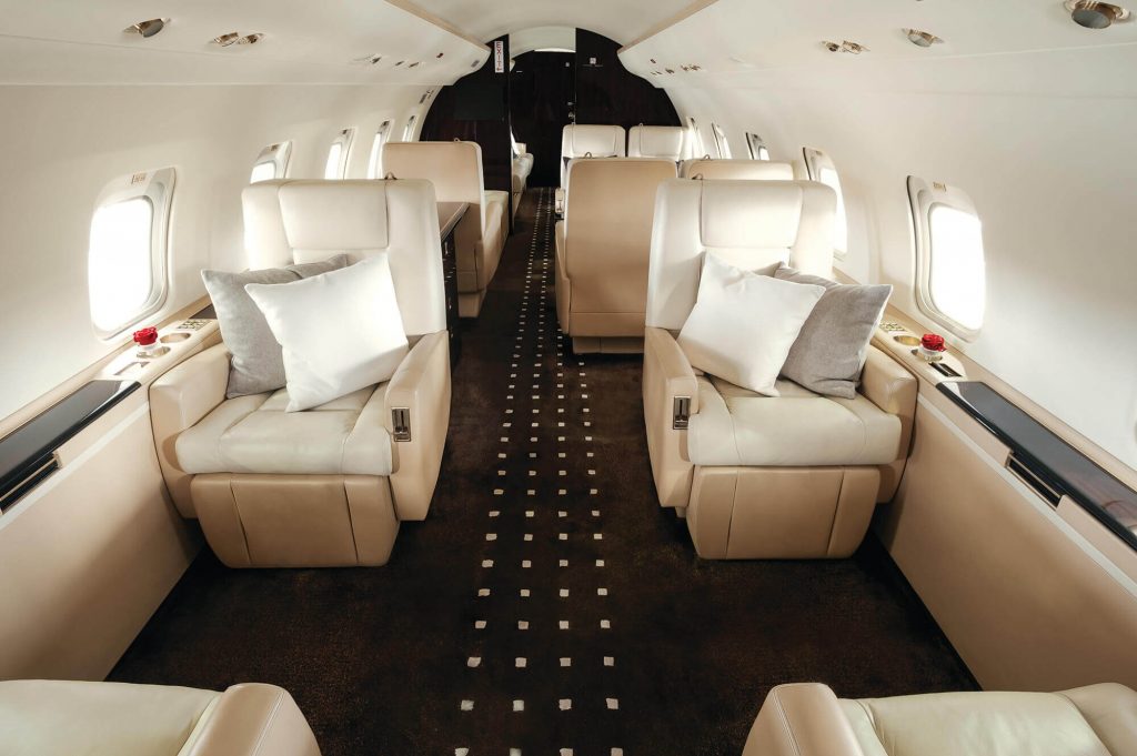 interior of a bombardier challenger 850 aircraft