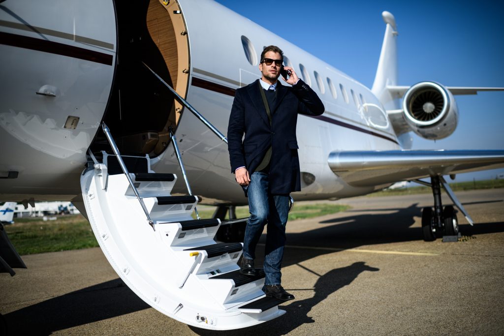 Man on Executive Jet Charter