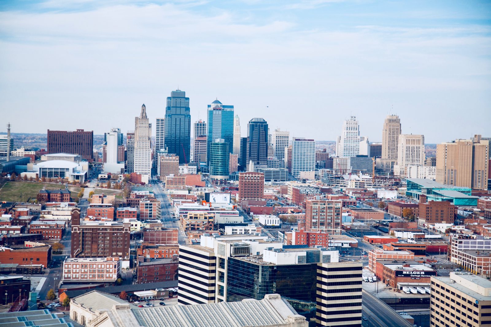 Modern Buildings In Kansas City, United States Against Sky