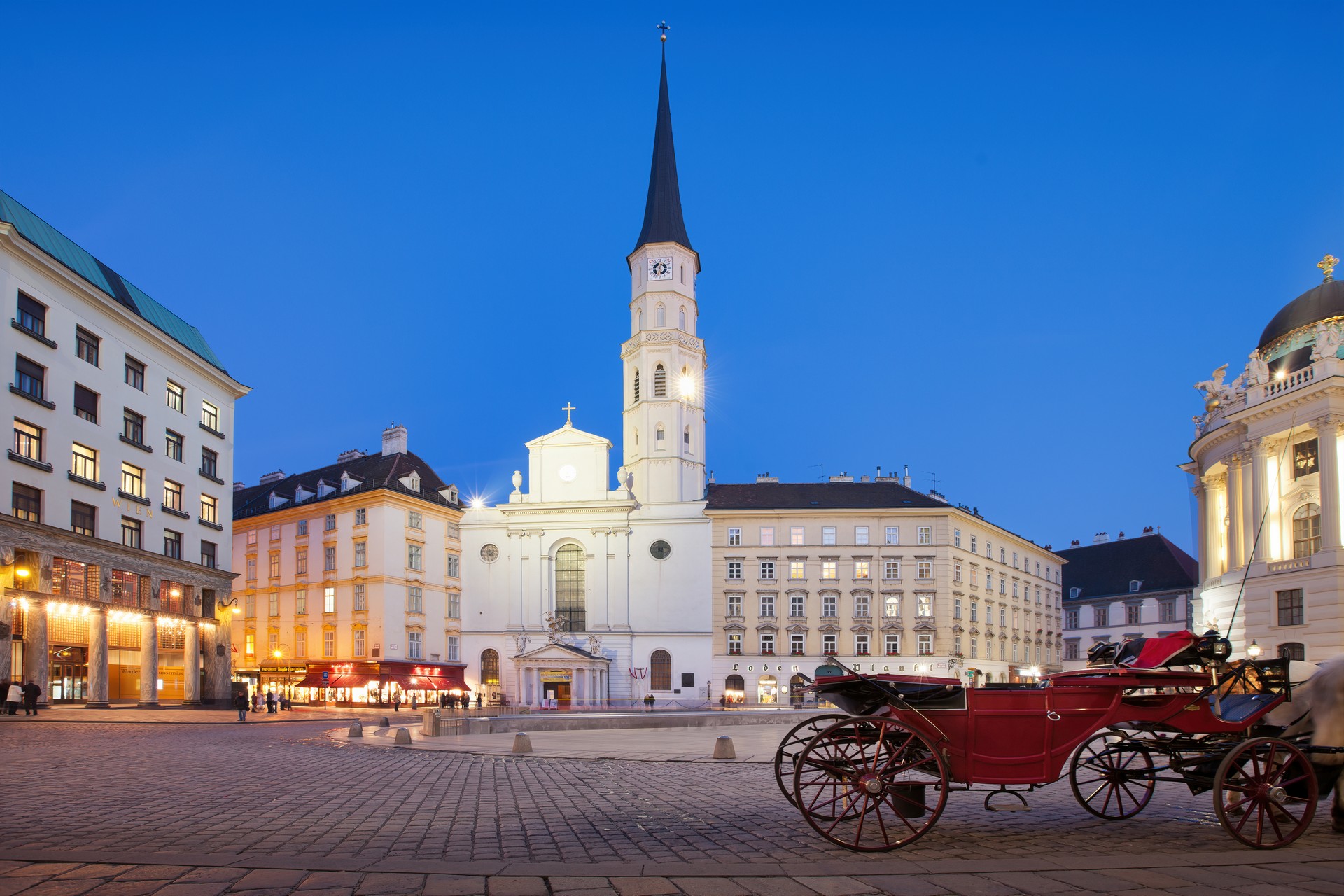 Image of Downtown Vienna Austria Michaelerplatz Night