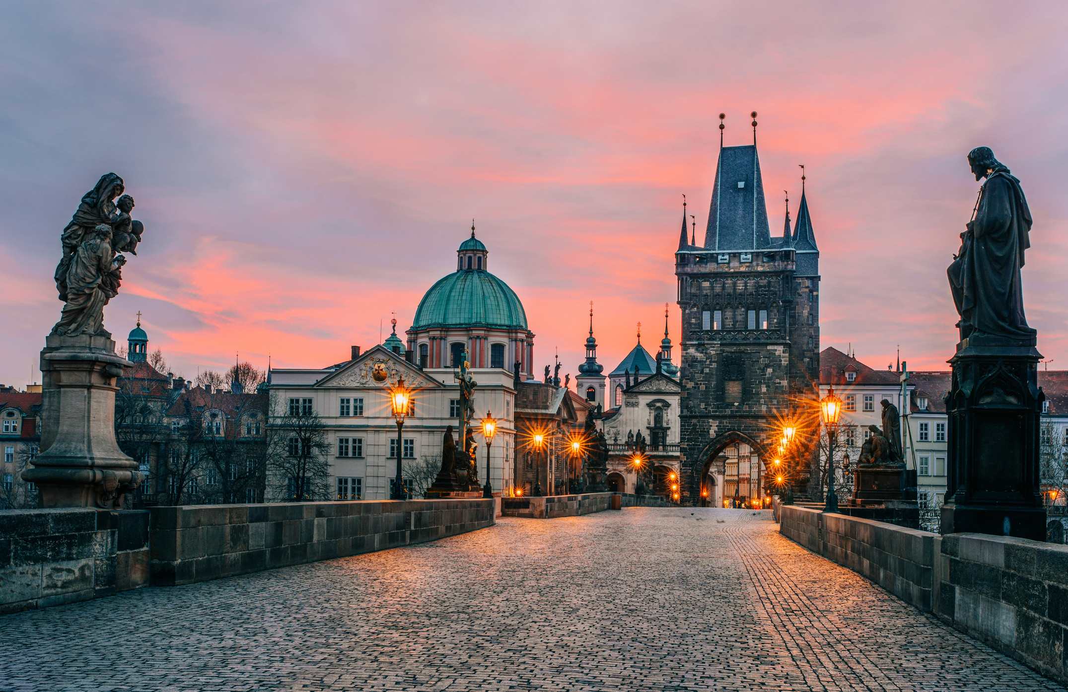 Image of Sunset At Charlze Bridge In Prague