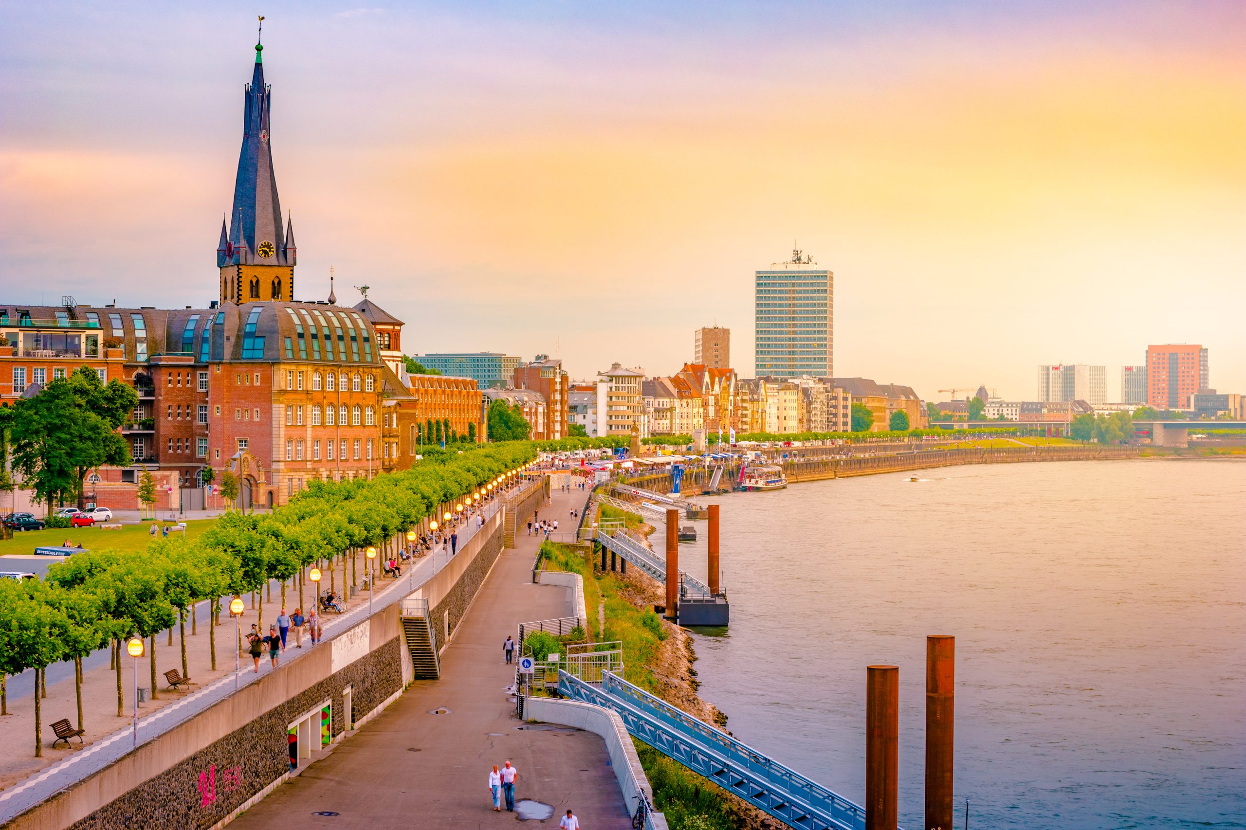 Image of View At The City Skyline Central Dusseldorf From The Rhine River Scaled