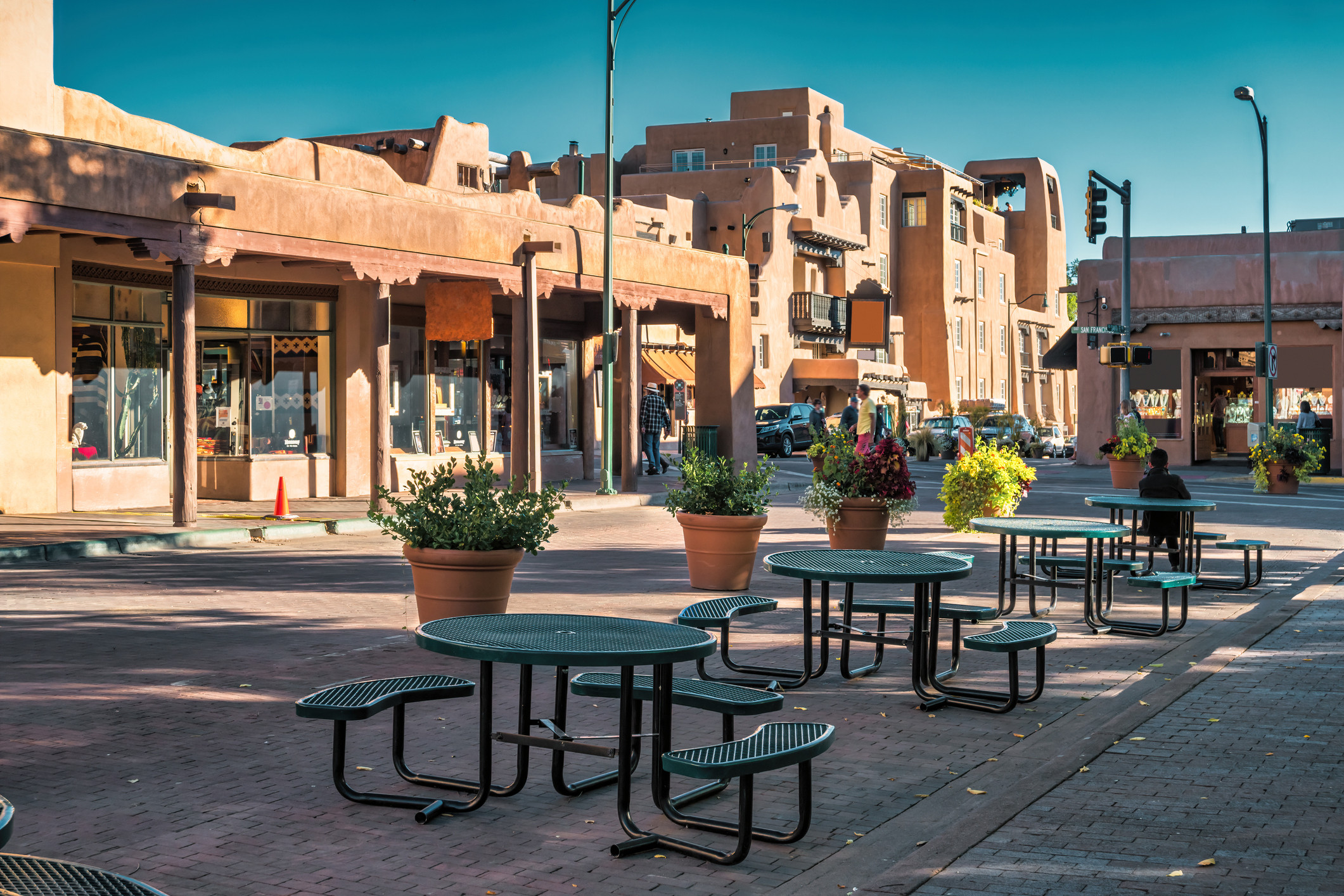 Image of Santa Fe Plaza In Downtown Santa Fe New Mexico
