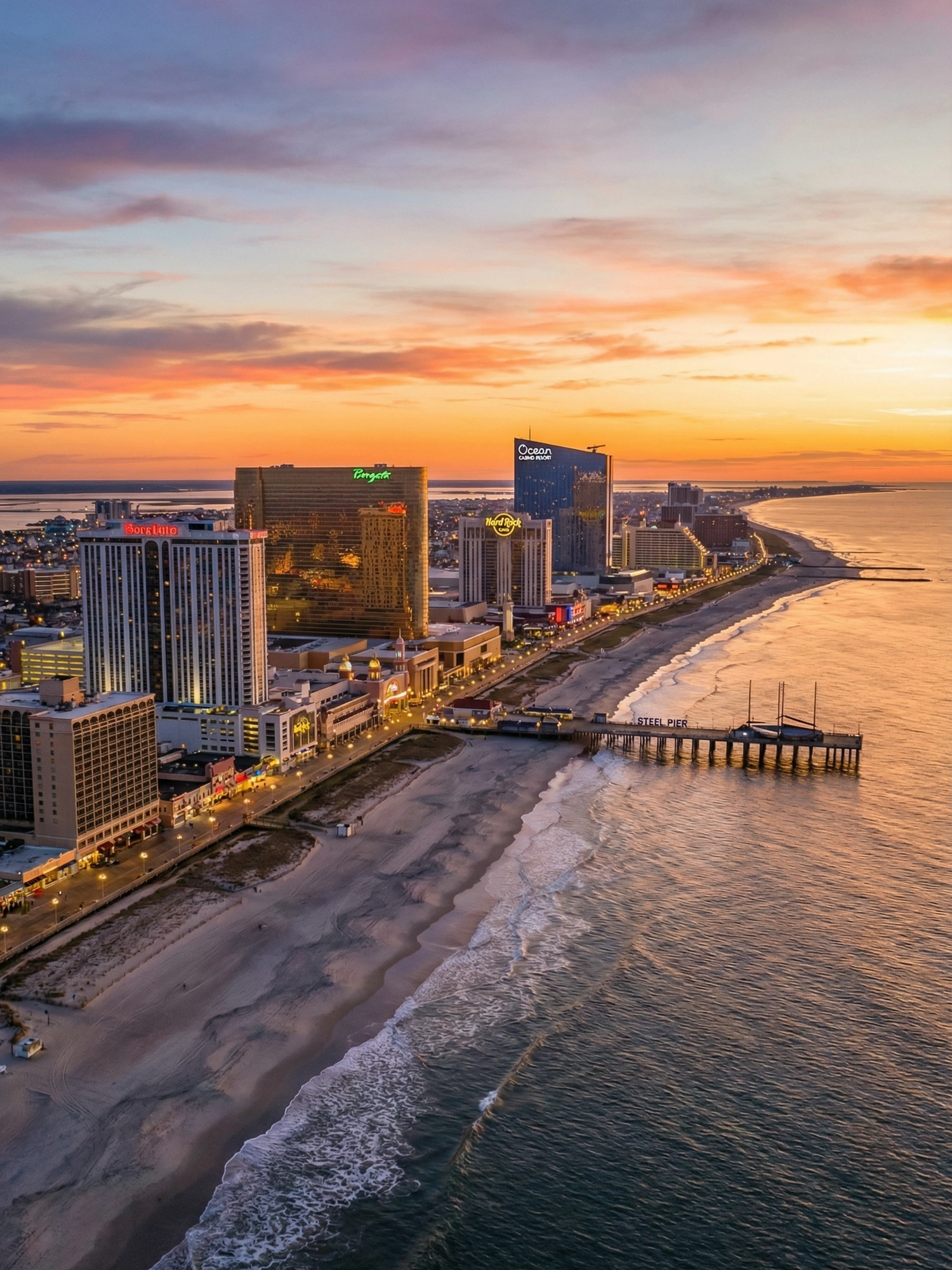 Image of Panoramic Cityscape View Of Atlantic City At Sunset
