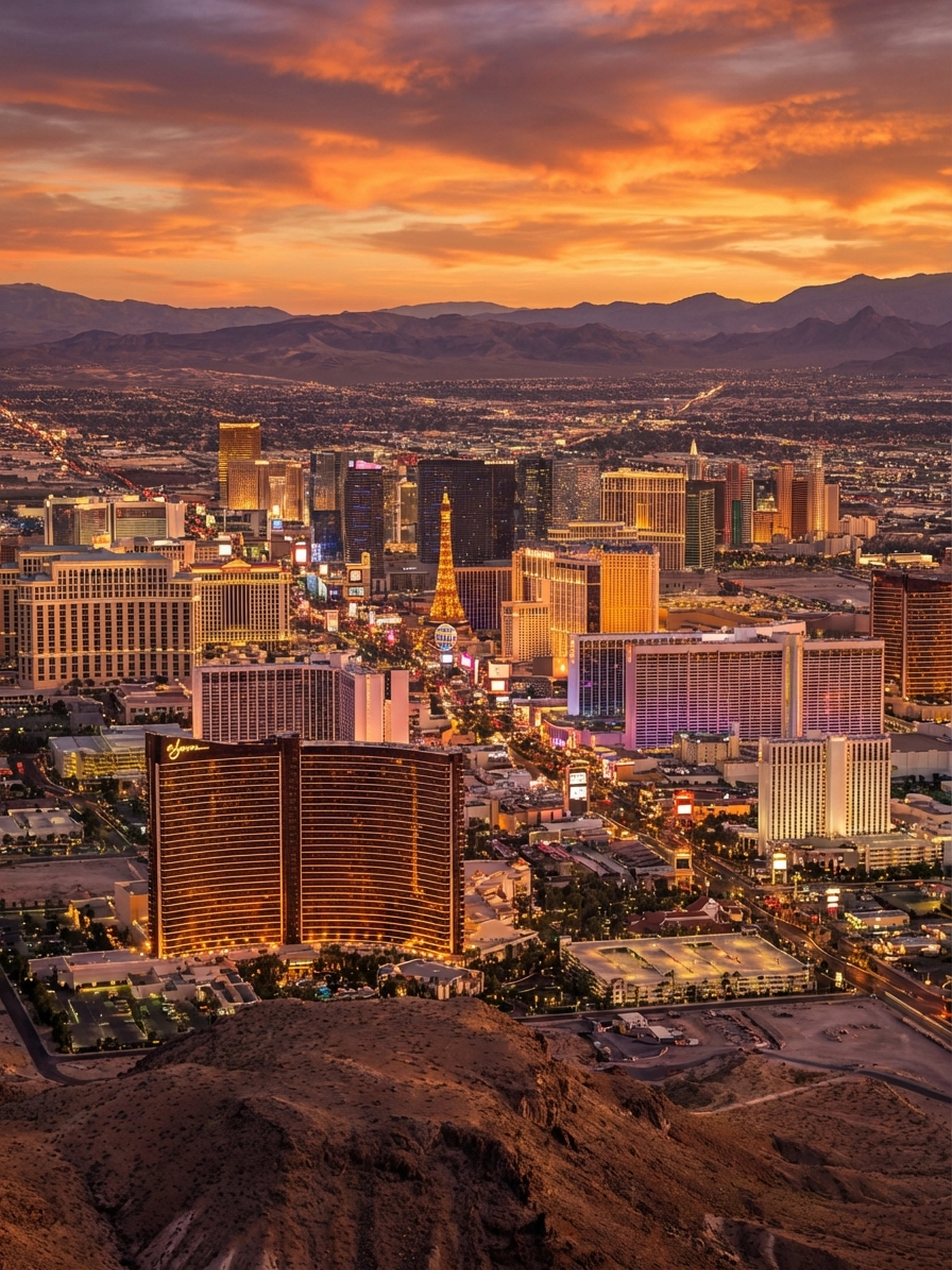 Image of Panoramic Cityscape View Of Las Vegas At Sunset