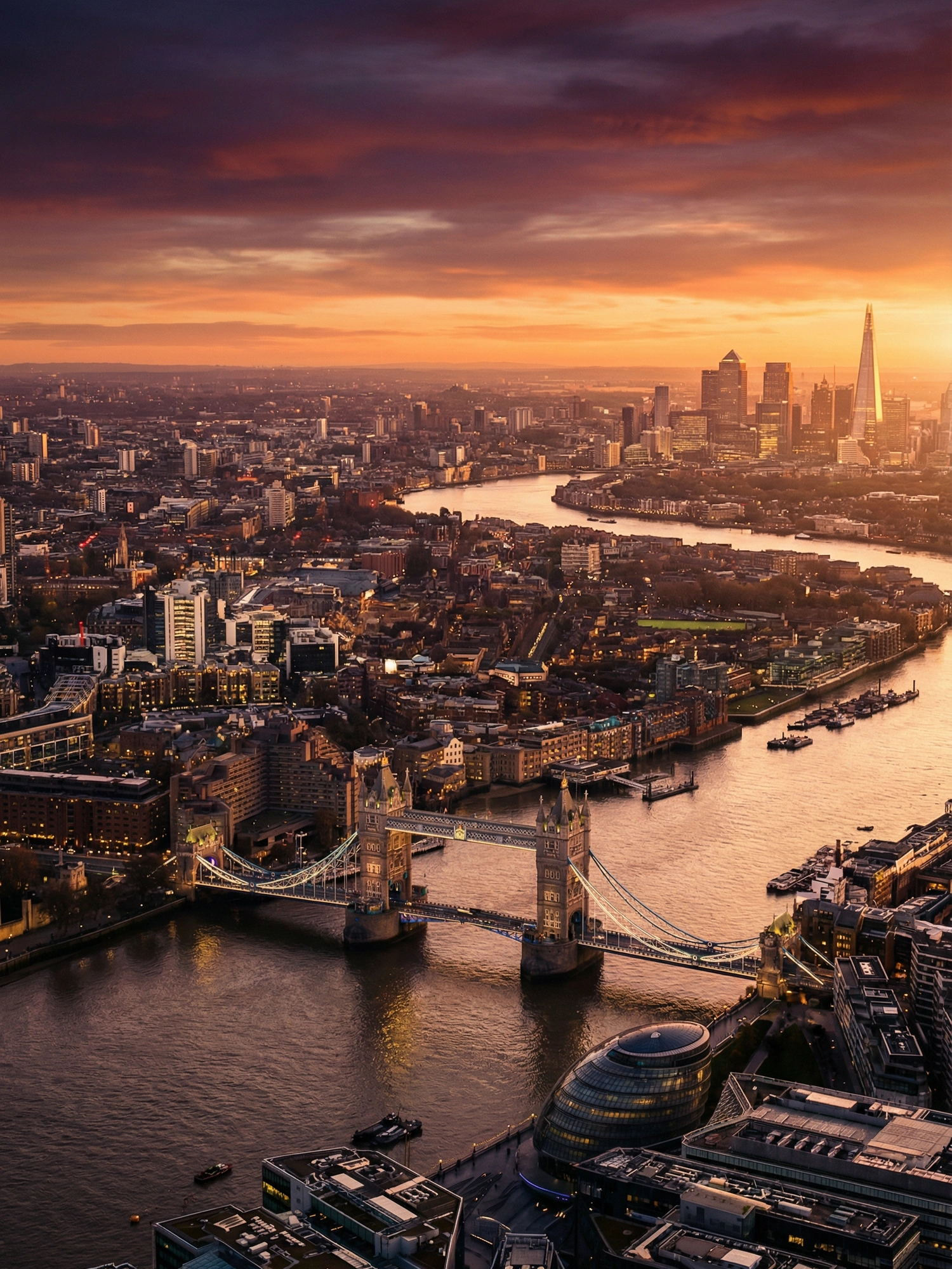 Image of Panoramic Cityscape View Of London At Sunset