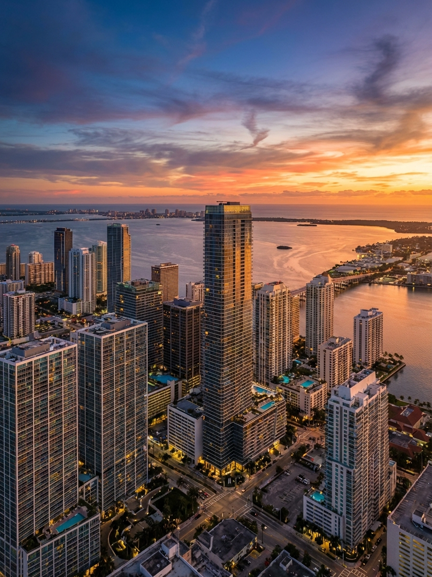 Image of Panoramic Cityscape View Of Miami At Sunset 1