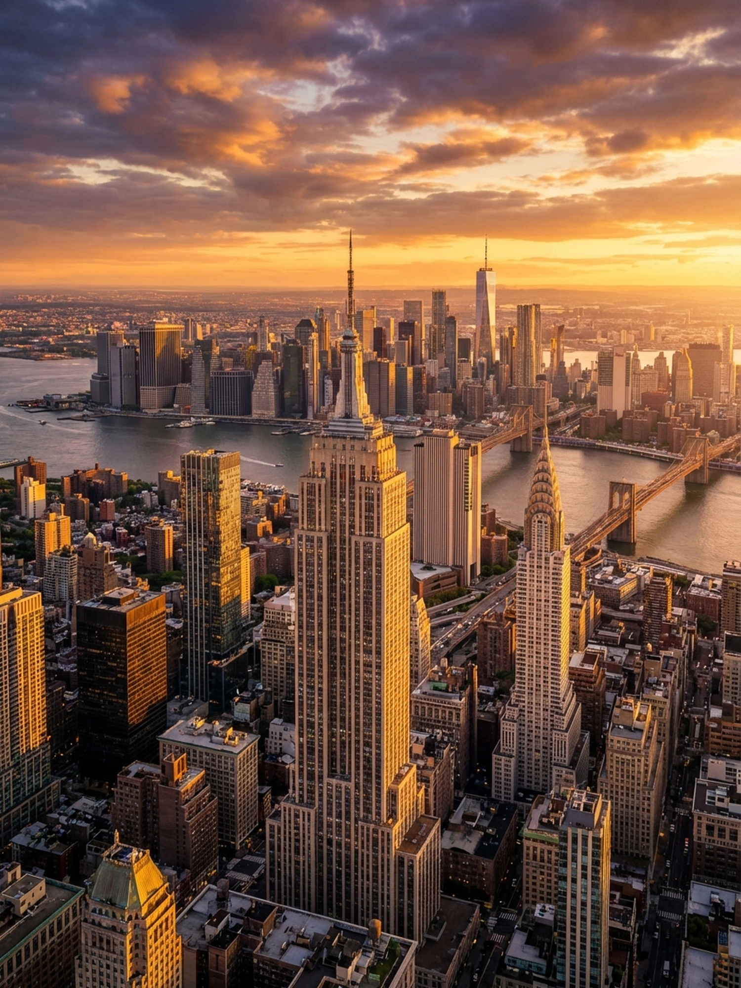 Image of Panoramic Cityscape View Of New York At Sunset 2