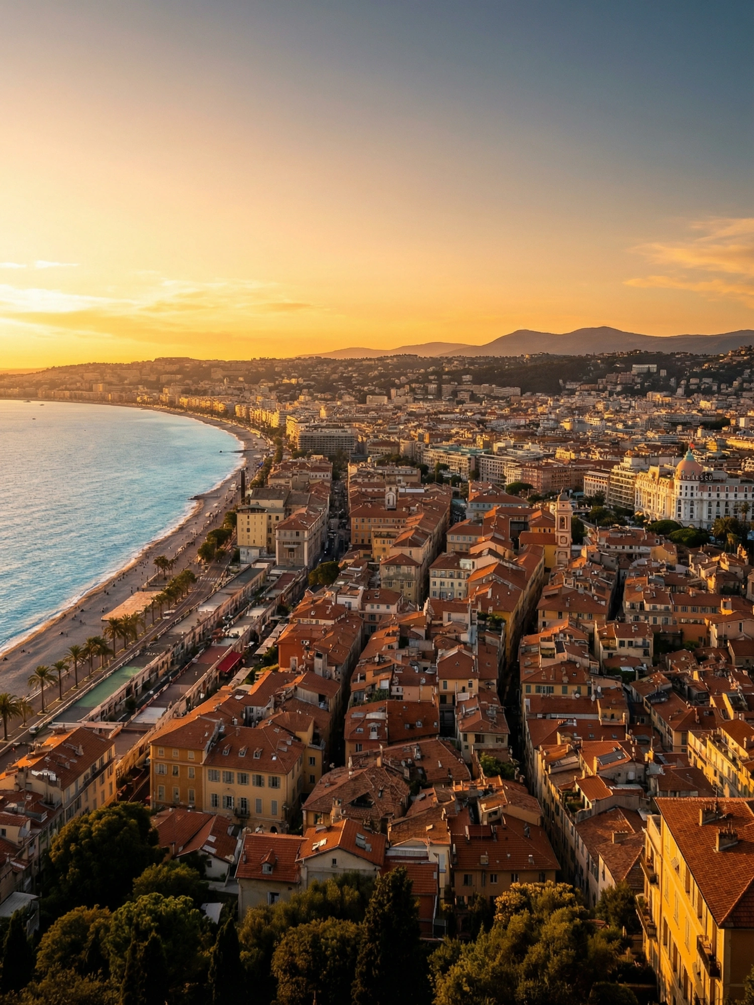 Image of Panoramic Cityscape View Of Nice At Sunset