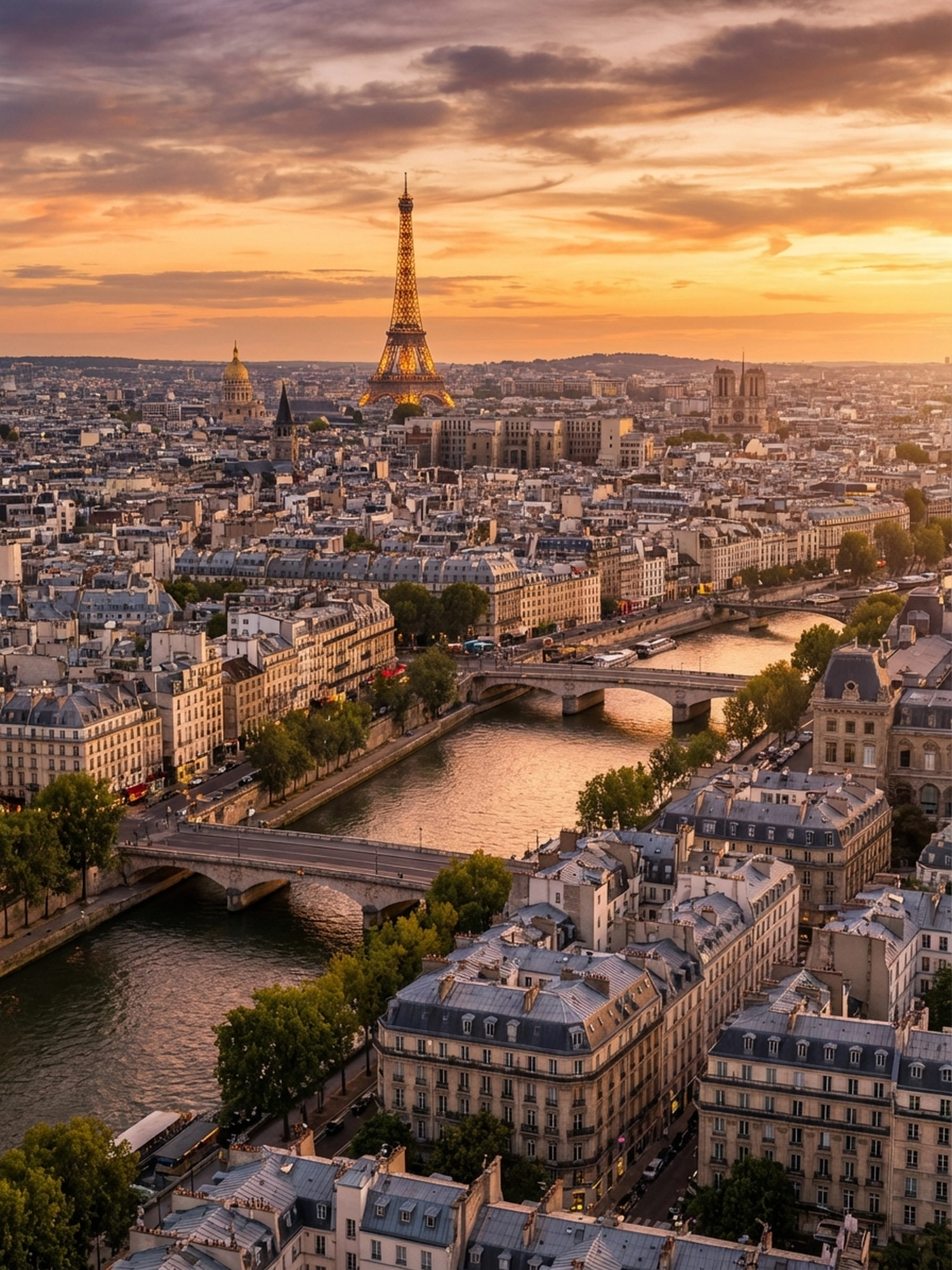 Image of Panoramic Cityscape View Of Paris At Sunset 1