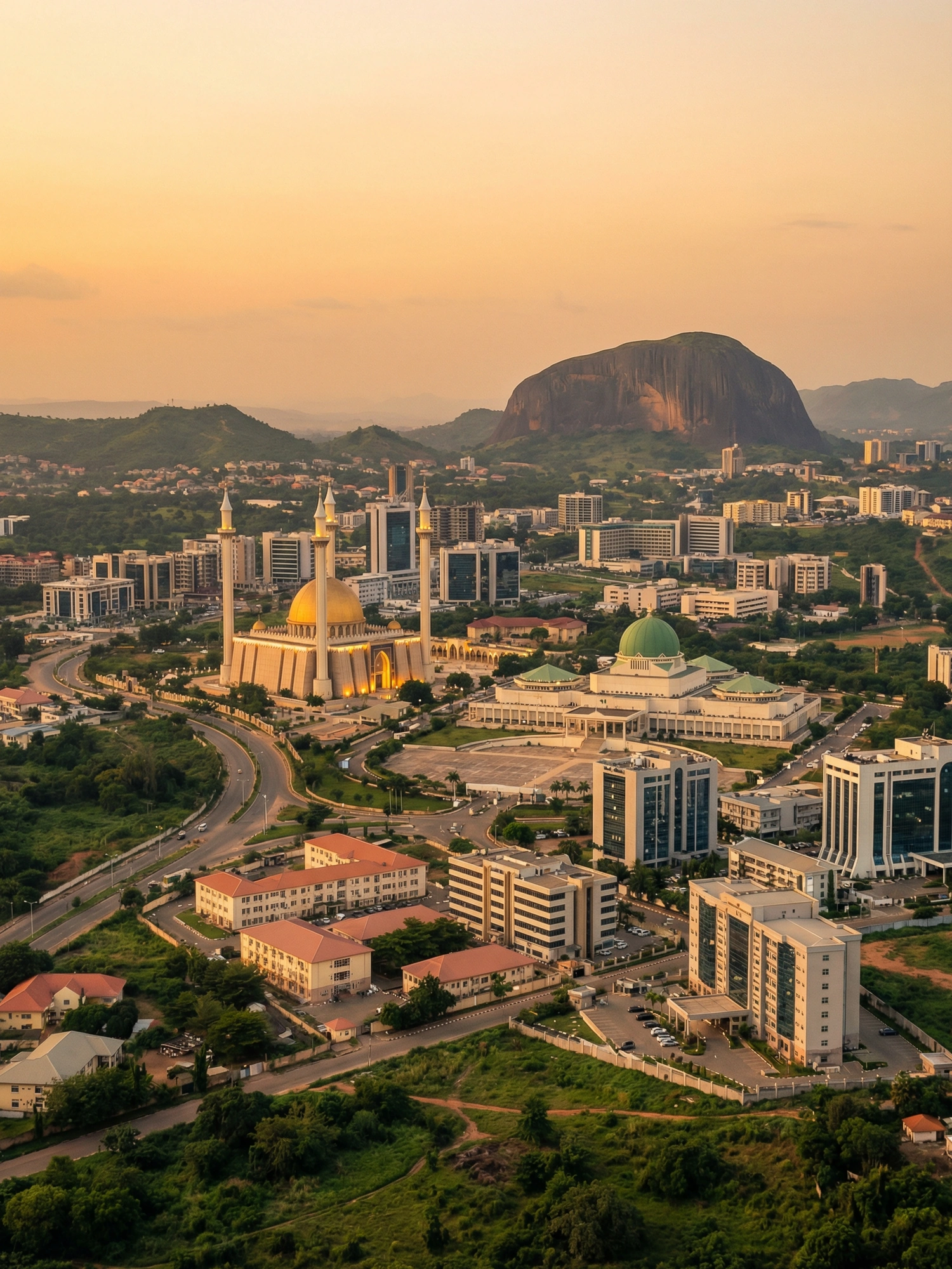 Image of Panoramic Cityscape View Of Abuja At Sunset