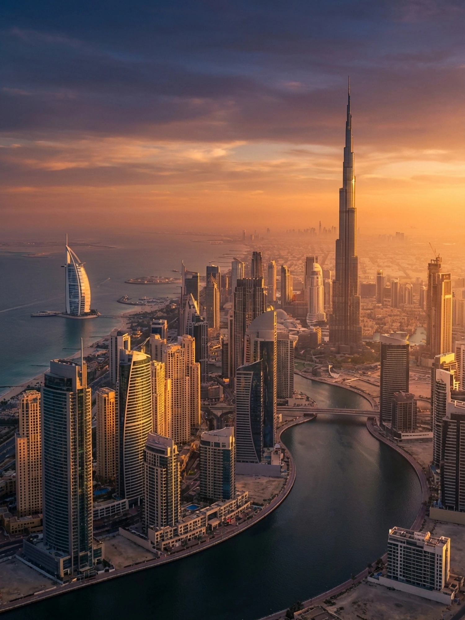Image of Panoramic Cityscape View Of Dubai At Sunset 1