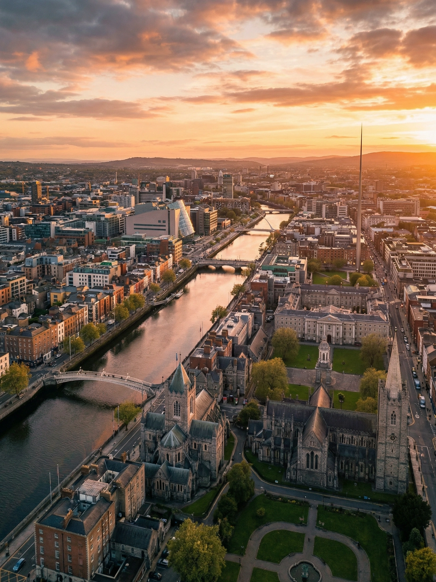 Image of Panoramic Cityscape View Of Dublin At Sunset