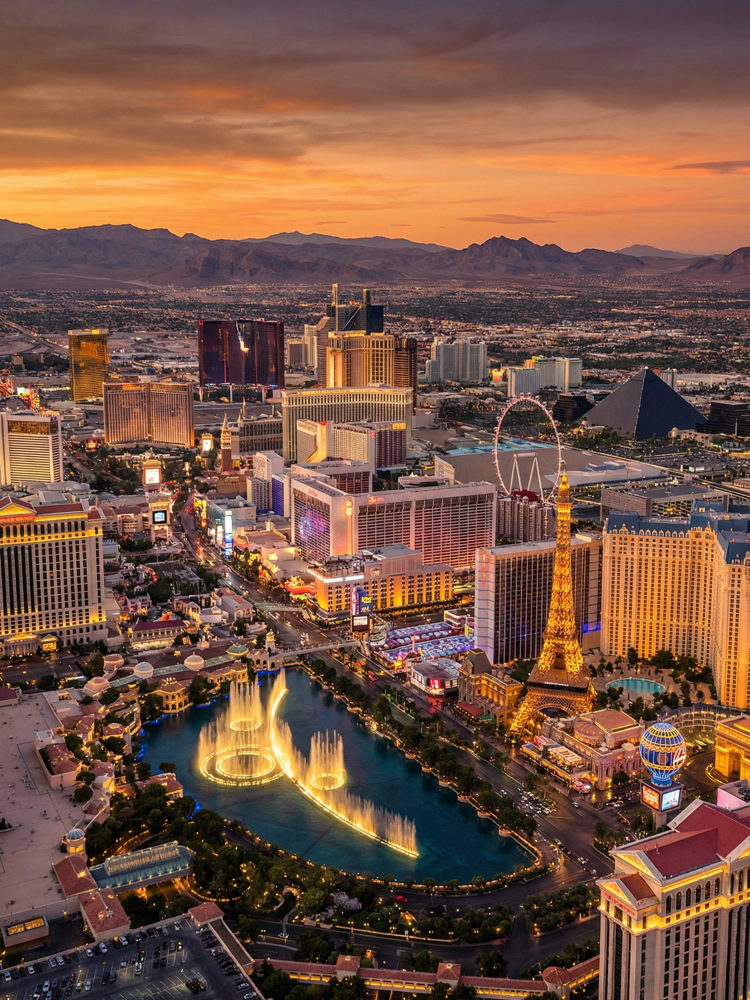 Image of Panoramic Cityscape View Of Las Vegas At Sunset