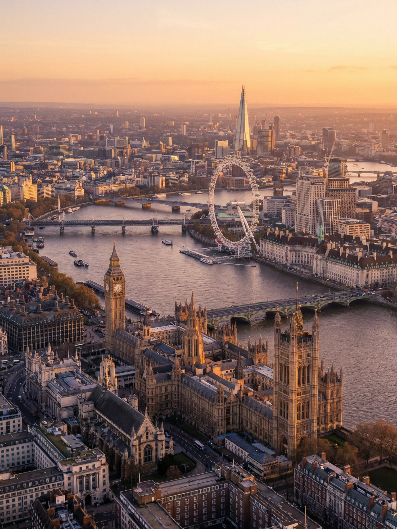 Image of Panoramic Cityscape View Of London At Sunset
