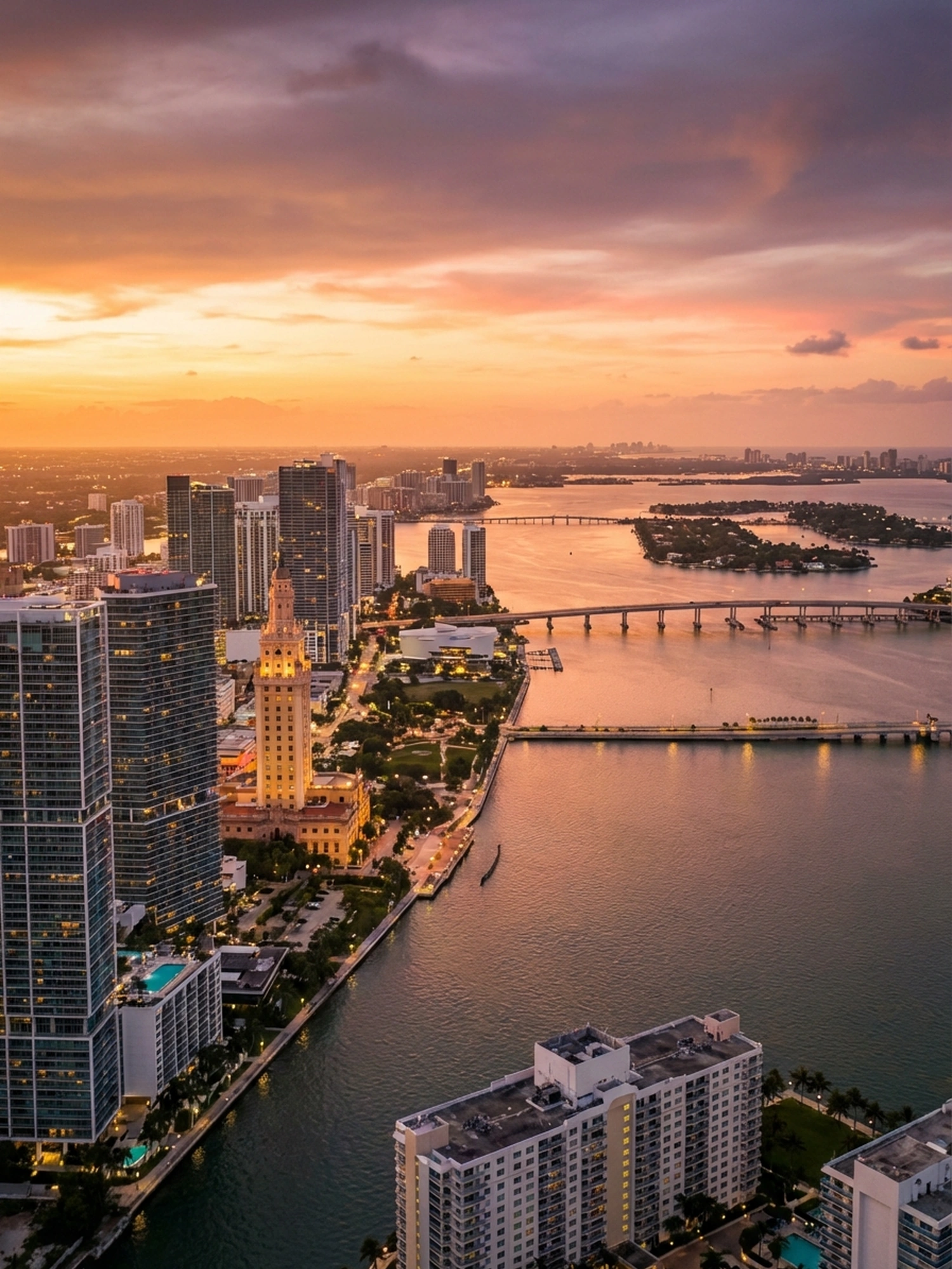 Image of Panoramic Cityscape View Of Miami At Sunset 1
