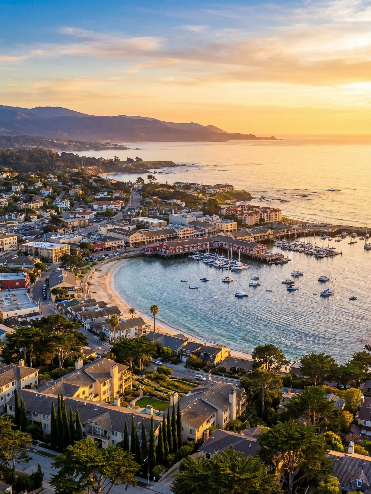 Image of Panoramic Cityscape View Of Monterey At Sunset