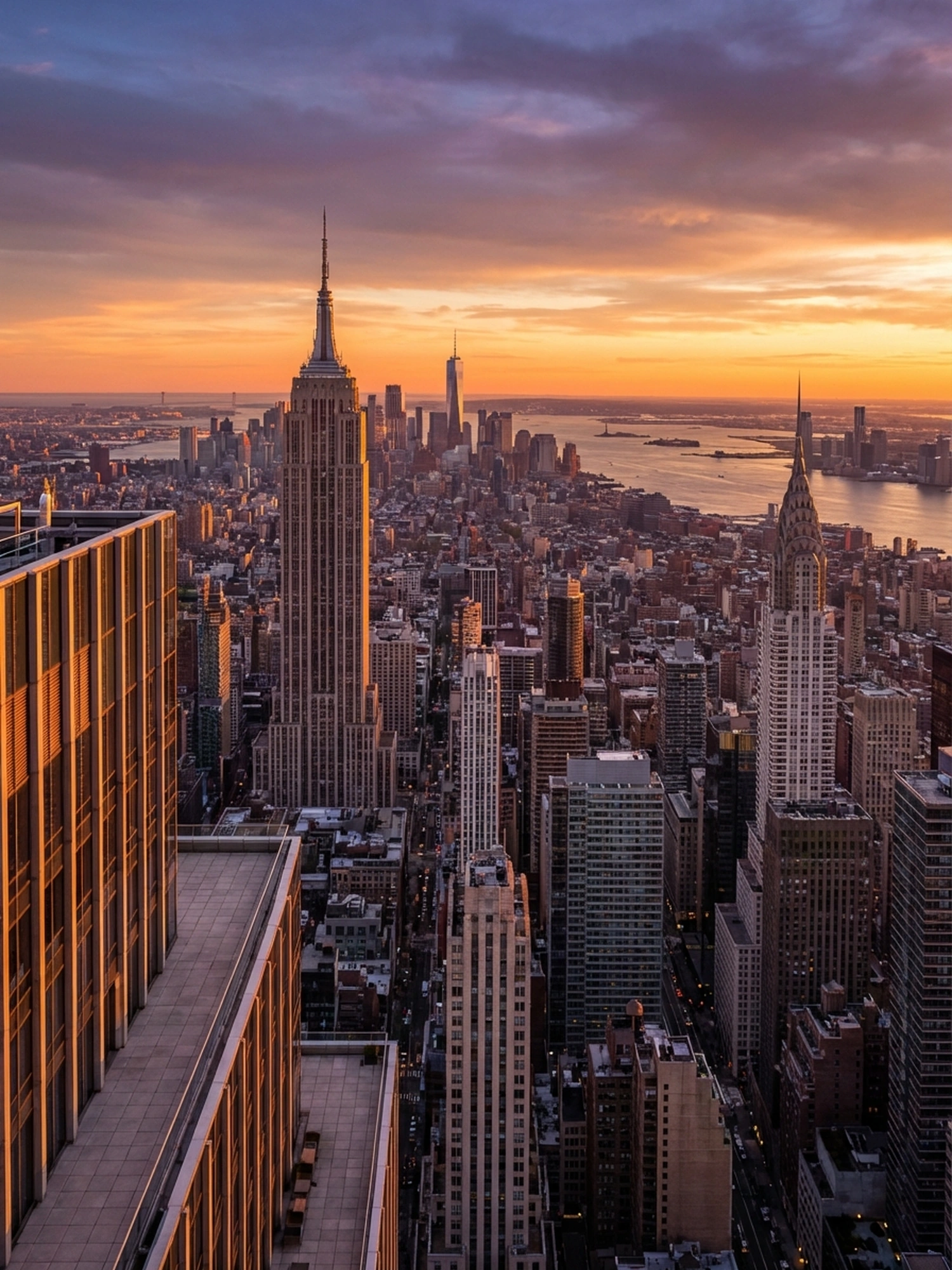 Image of Panoramic Cityscape View Of New York At Sunset 1
