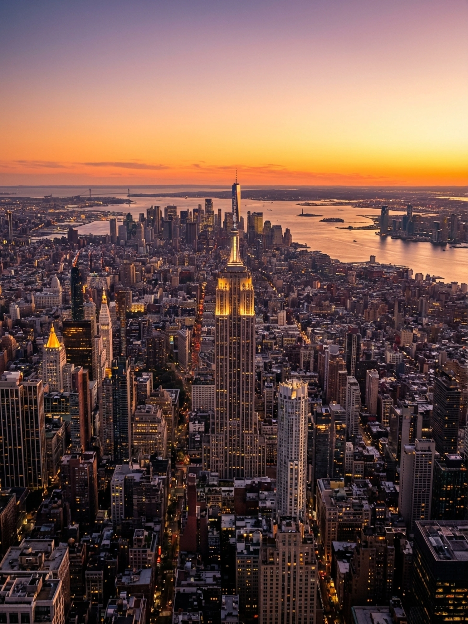Image of Panoramic Cityscape View Of New York At Sunset 2