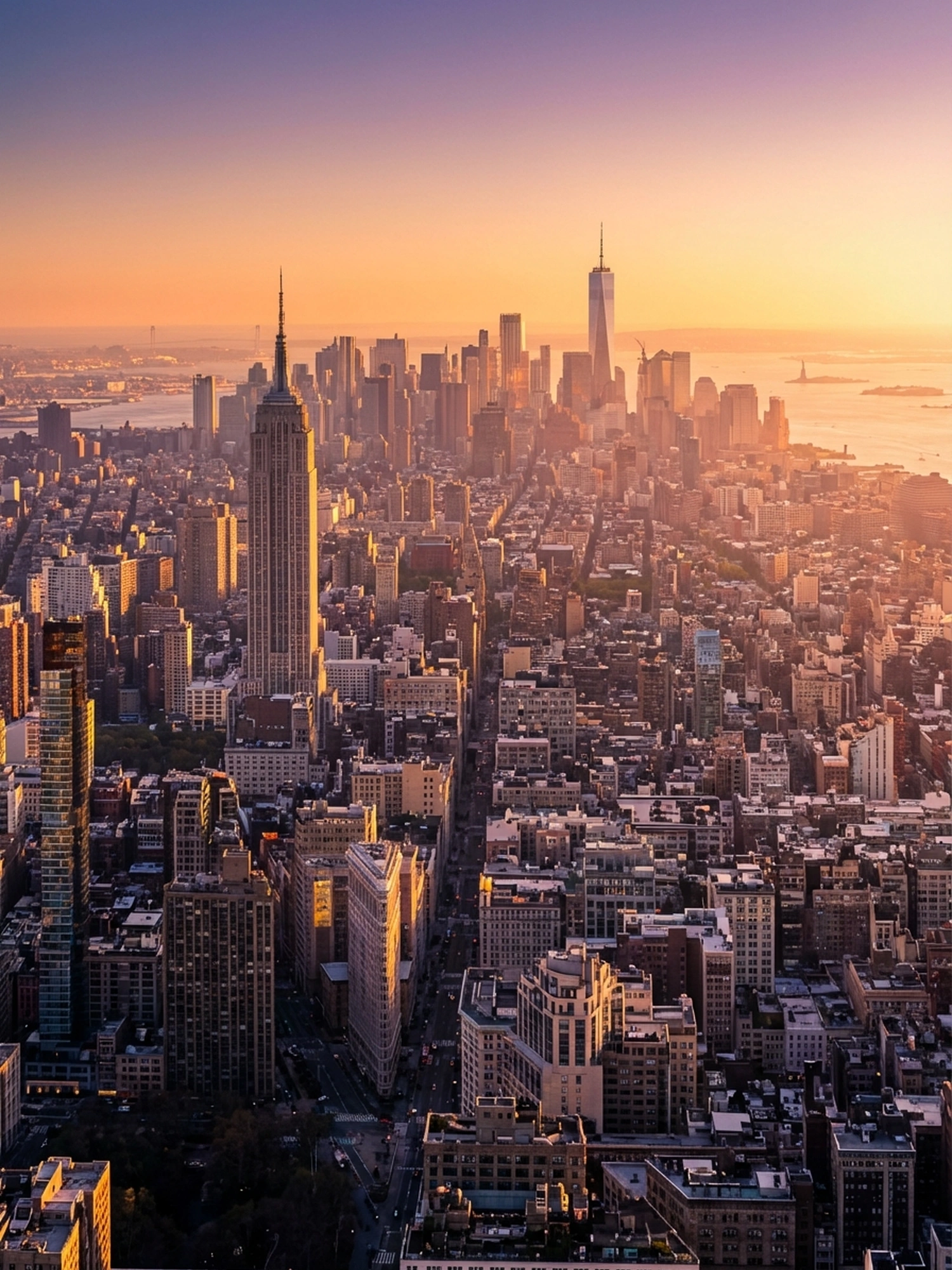 Image of Panoramic Cityscape View Of New York At Sunset 3