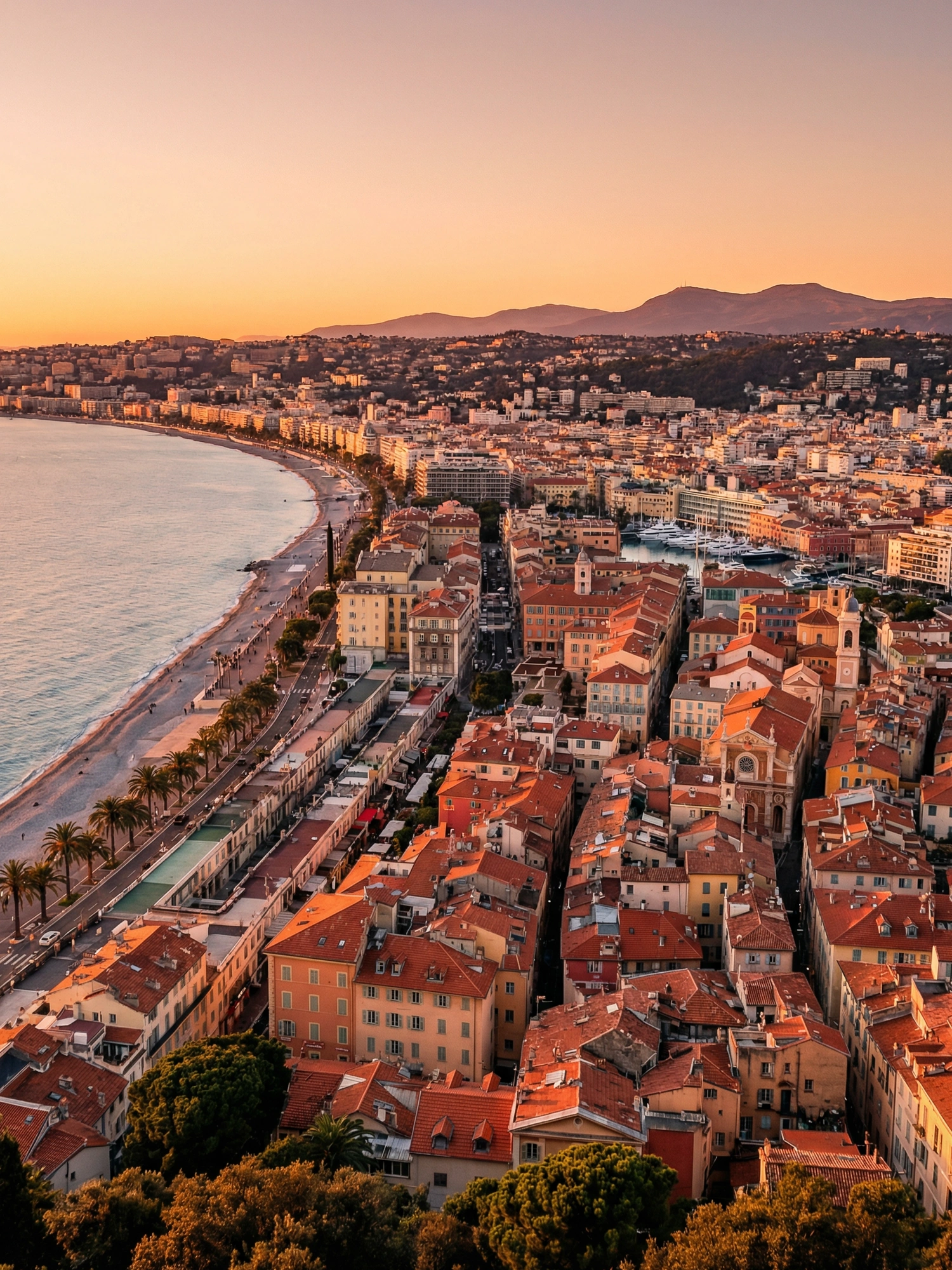 Image of Panoramic Cityscape View Of Nice At Sunset