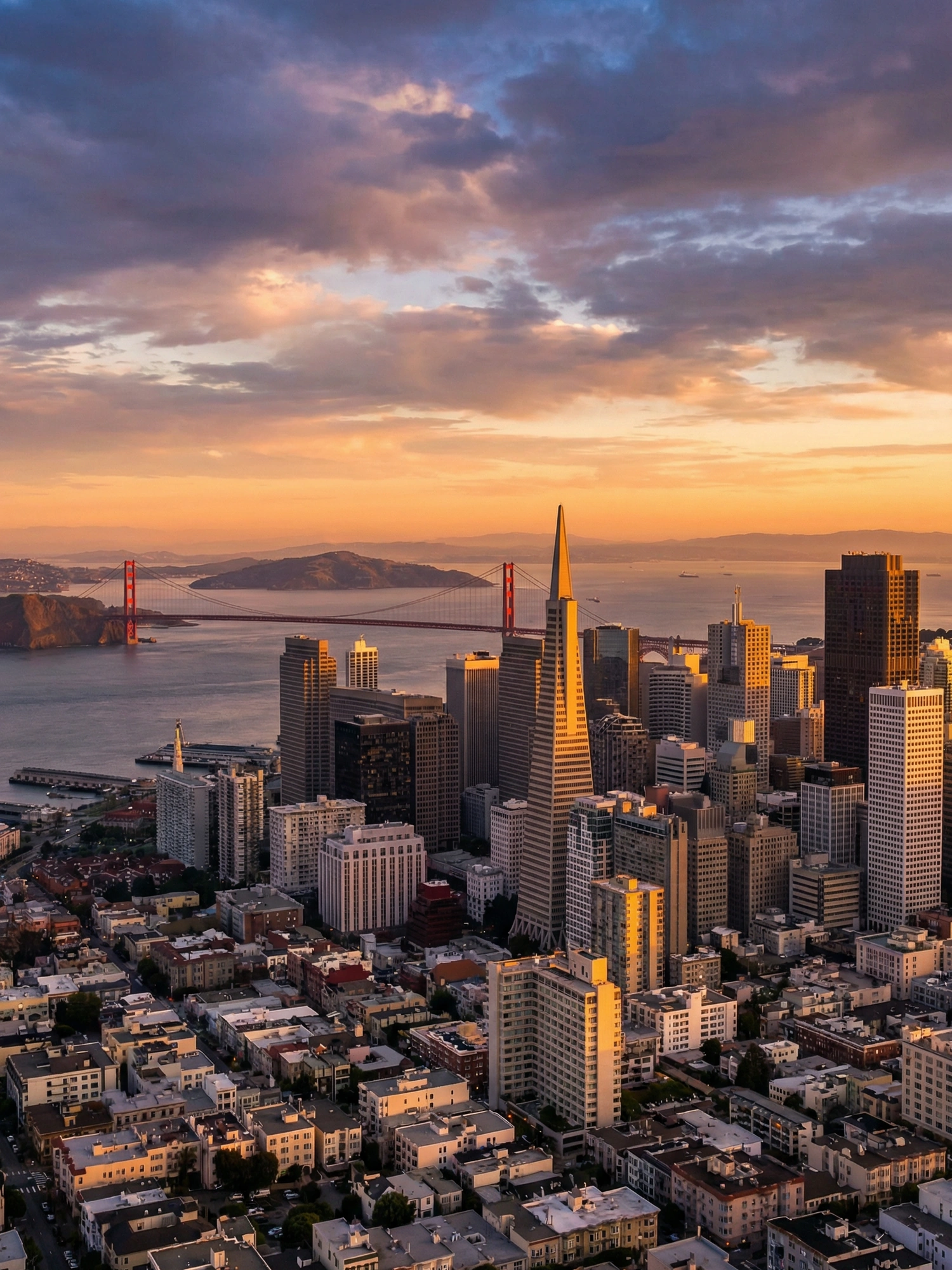 Image of Panoramic Cityscape View Of San Francisco At Sunset 1