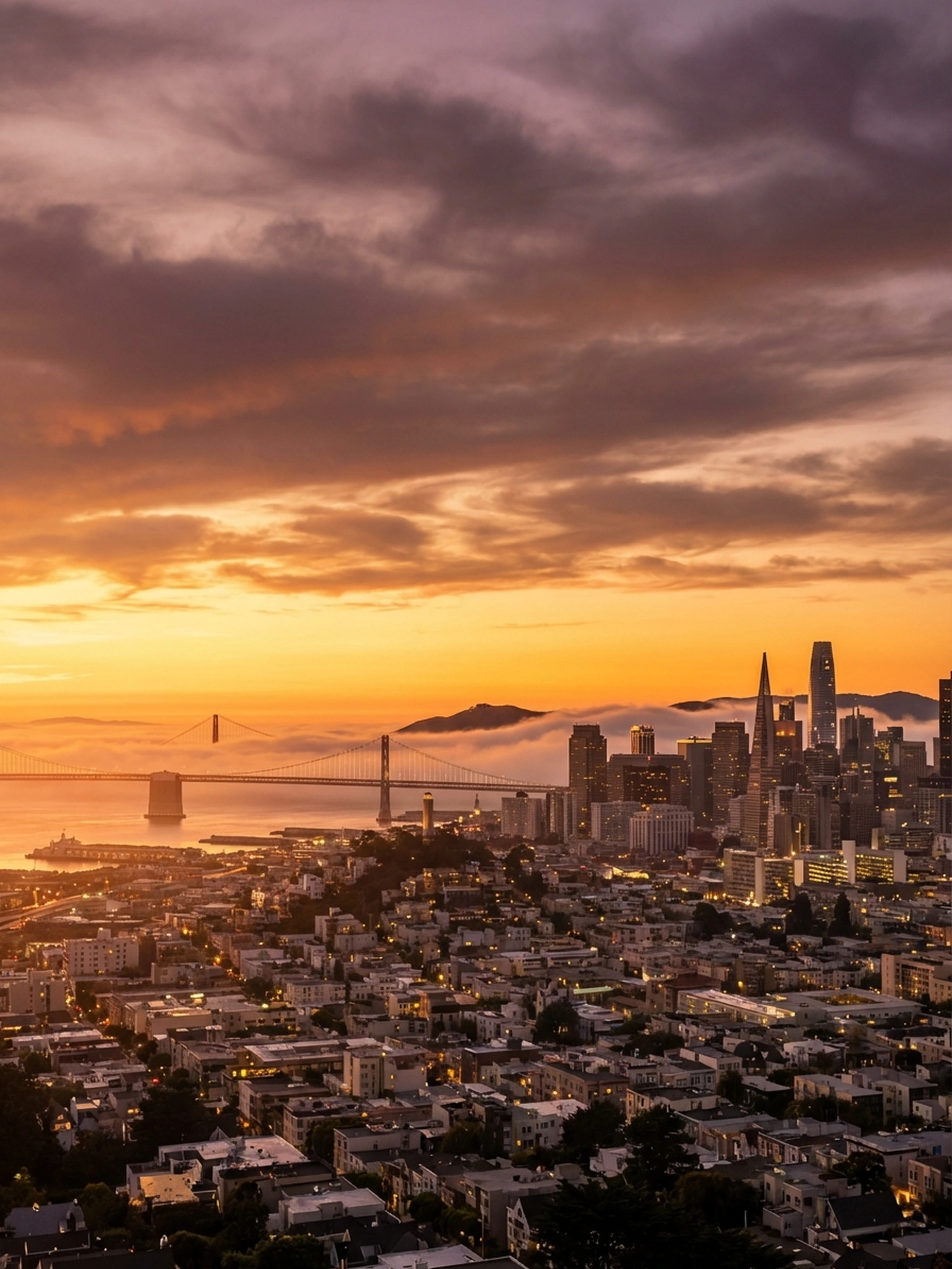 Image of Panoramic Cityscape View Of San Francisco At Sunset 2