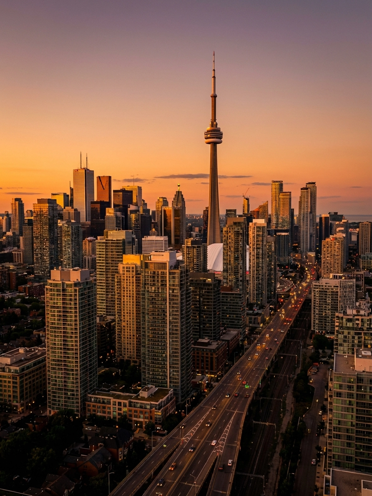 Image of Panoramic Cityscape View Of Toronto At Sunset
