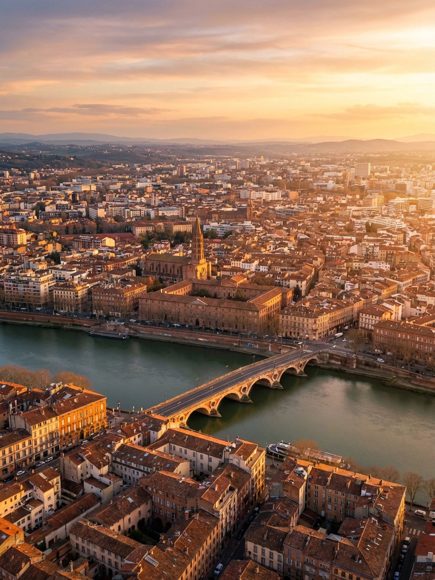 Image of Panoramic Cityscape View Of Toulouse At Sunset