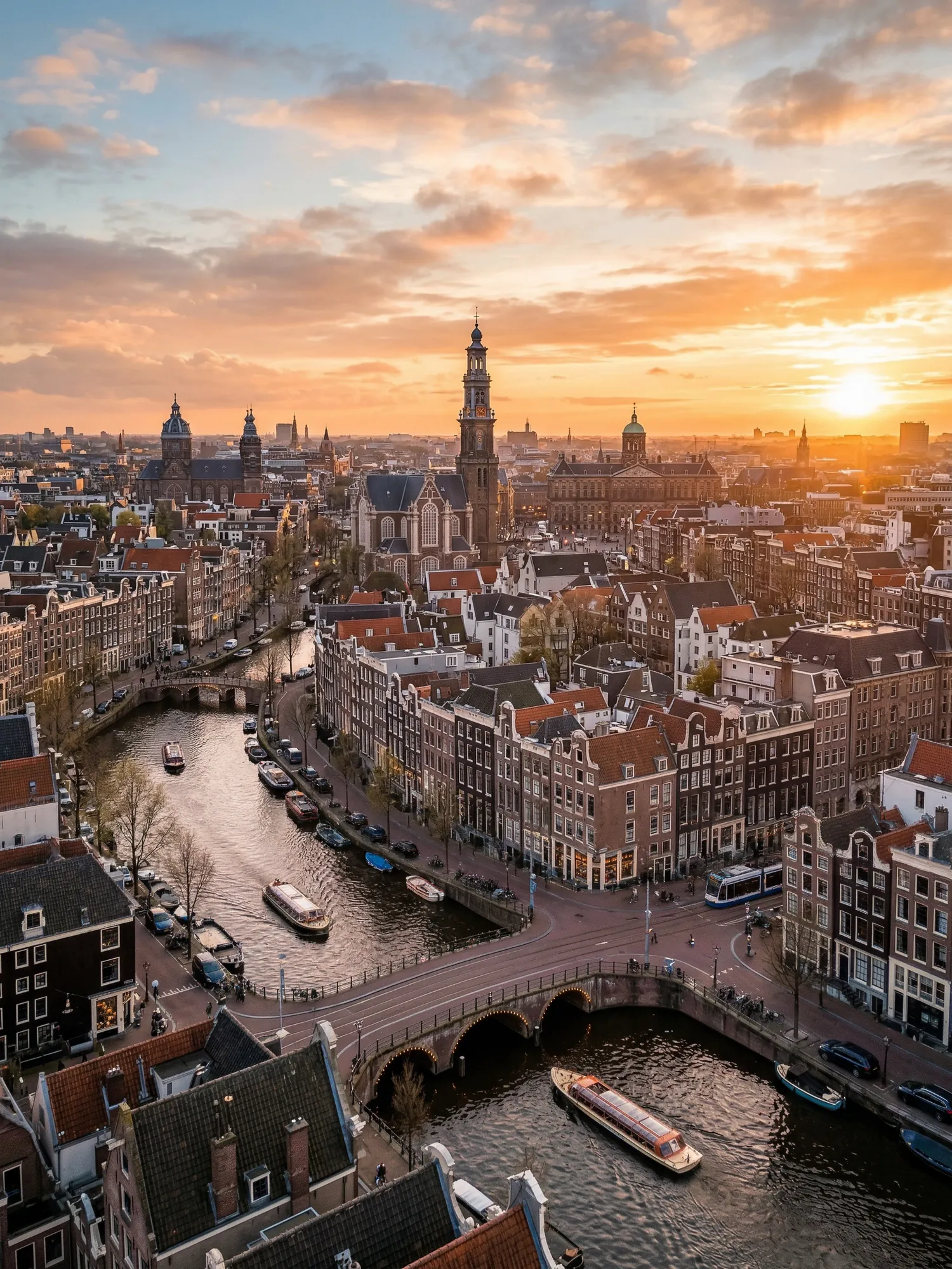 Image of Panoramic Cityscape View Of Amsterdam At Sunset 1