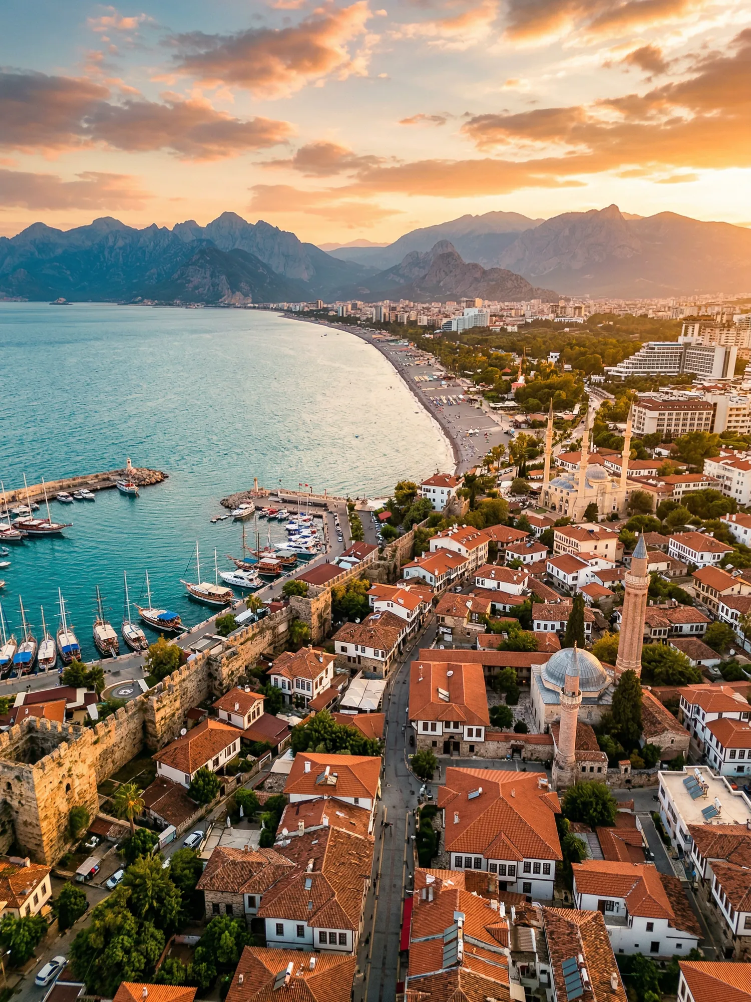 Image of Panoramic Cityscape View Of Antalya At Sunset