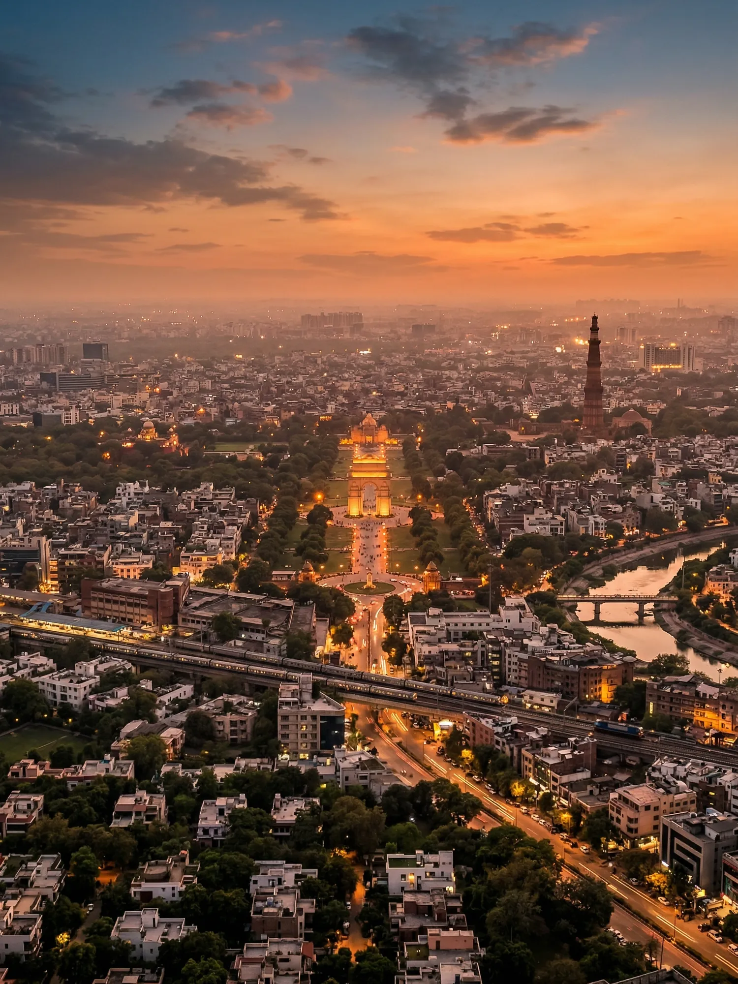 Image of Panoramic Cityscape View Of Delhi At Sunset 1