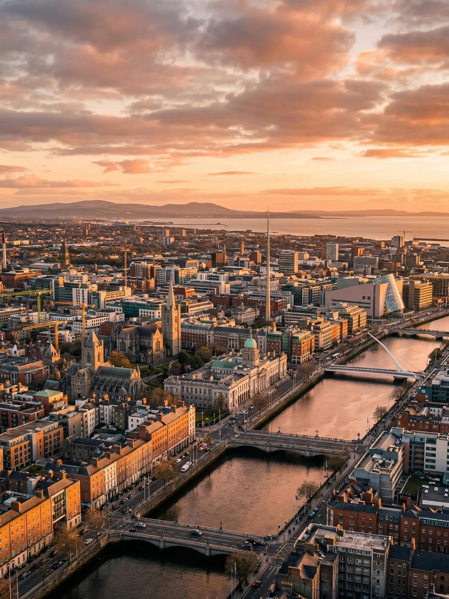 Image of Panoramic Cityscape View Of Dublin At Sunset