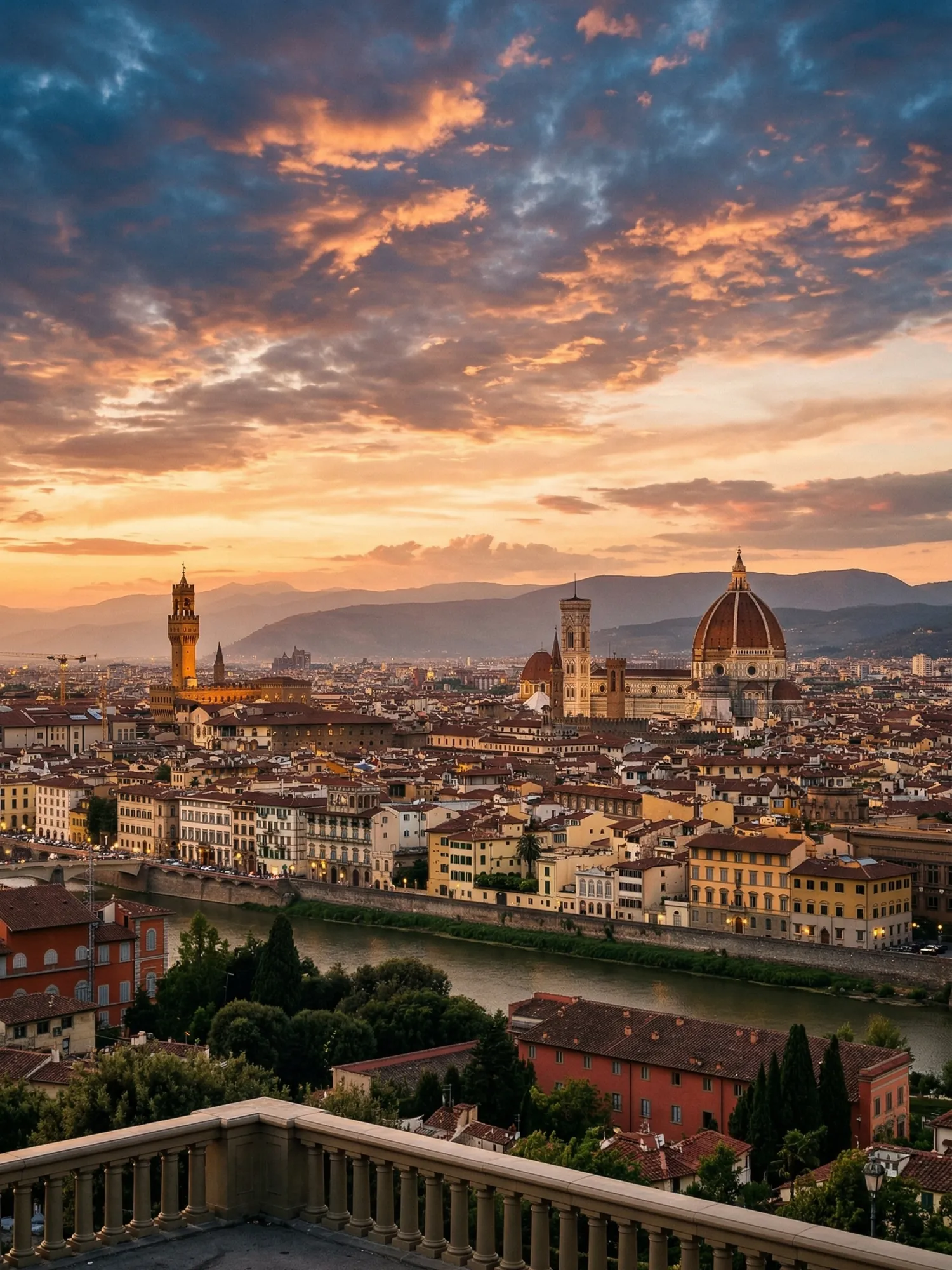 Image of Panoramic Cityscape View Of Florence At Sunset