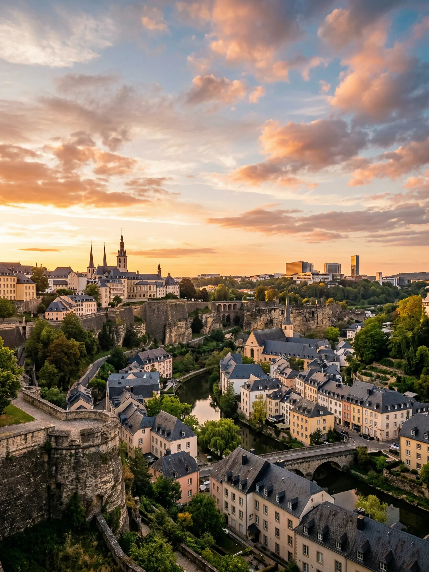 Image of Panoramic Cityscape View Of Luxembourg At Sunset 1
