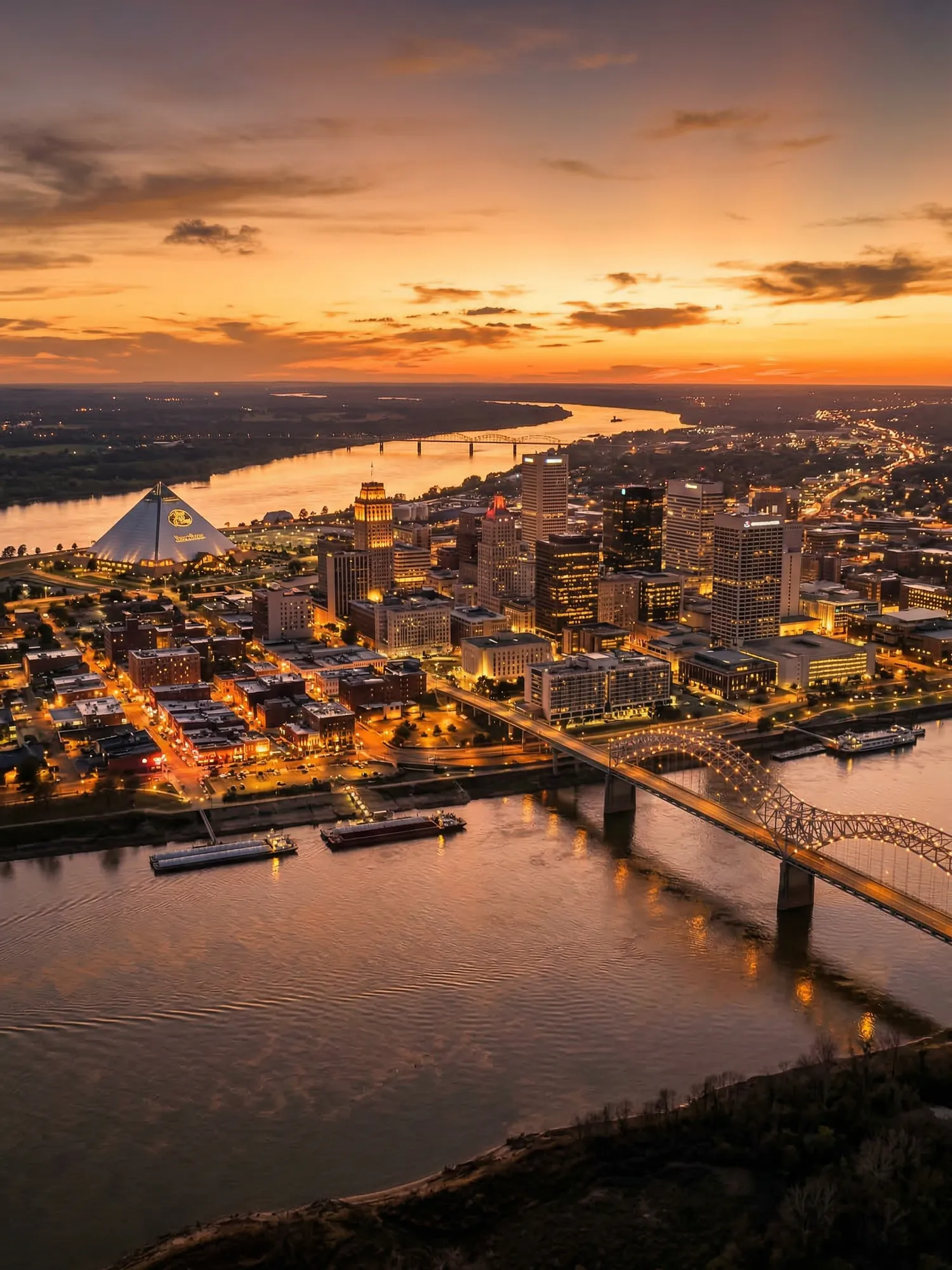 Image of Panoramic Cityscape View Of Memphis At Sunset