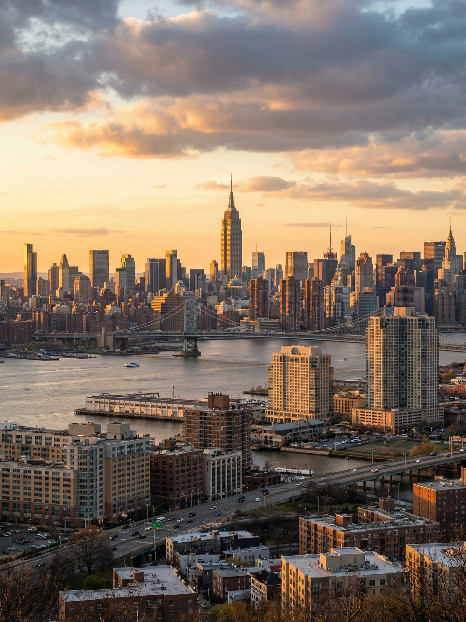 Image of Panoramic Cityscape View Of New Jersey At Sunset