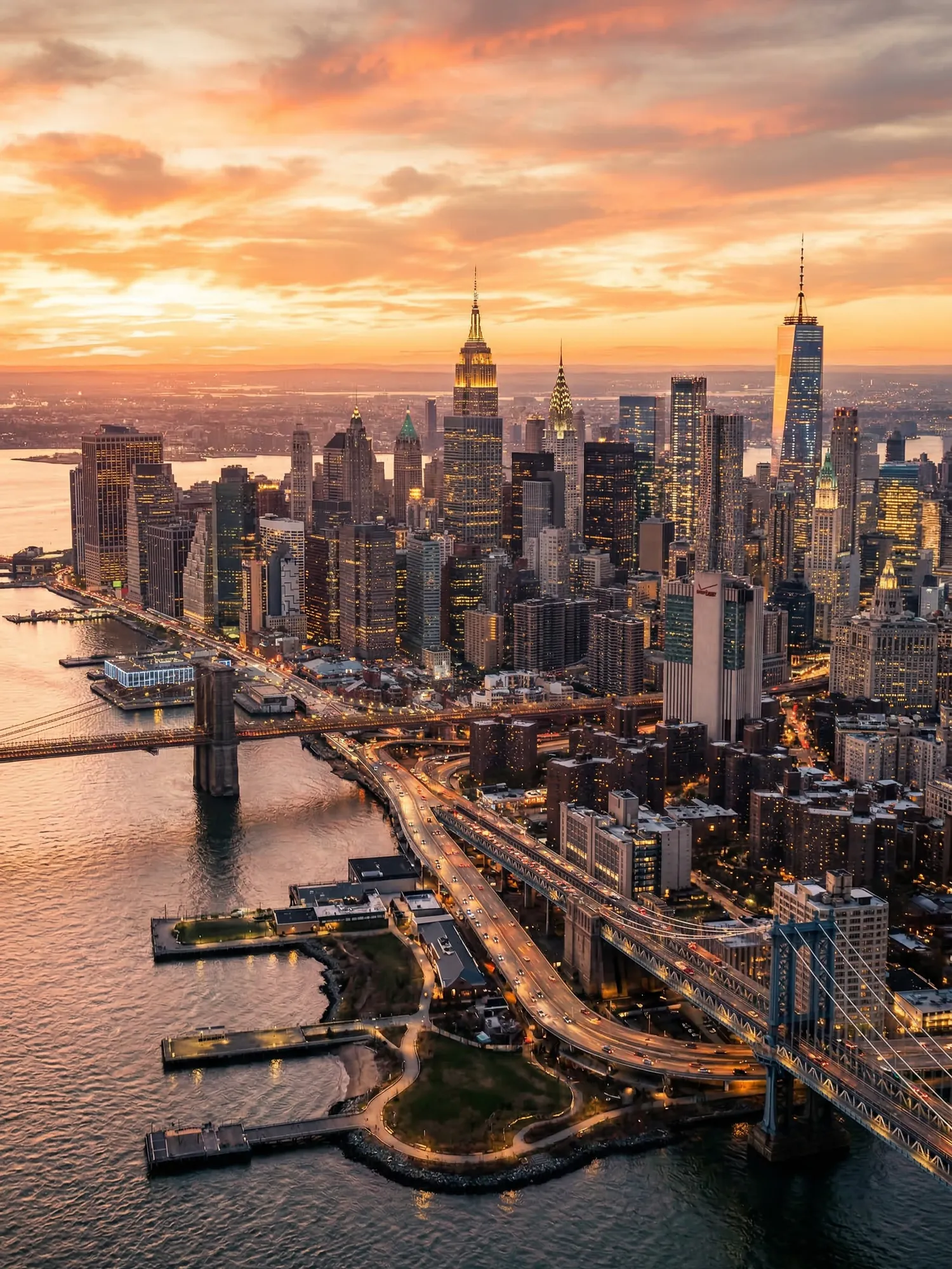 Image of Panoramic Cityscape View Of New York At Sunset 1