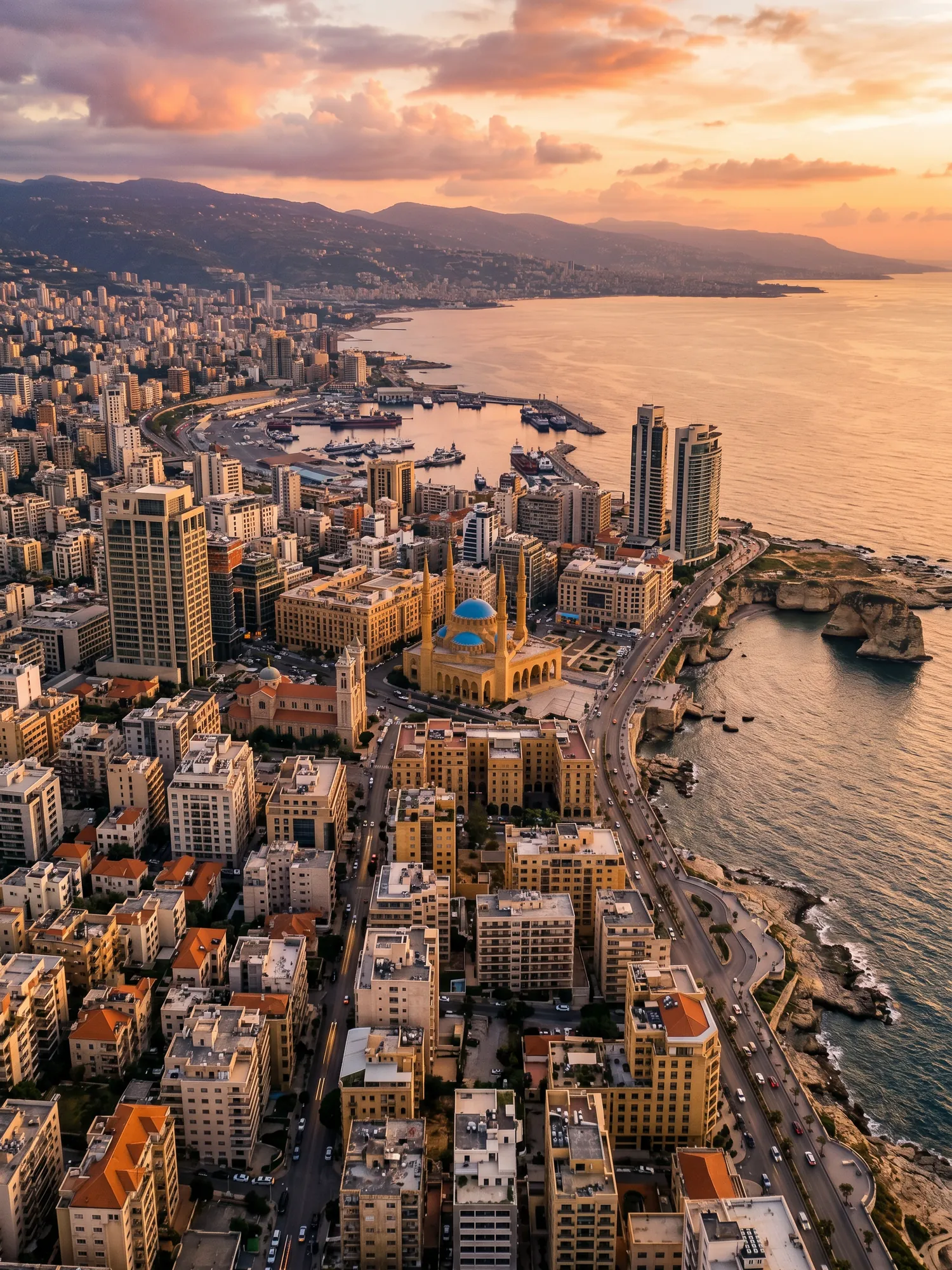 Image of Panoramic Cityscape View Of Beirut At Sunset 1