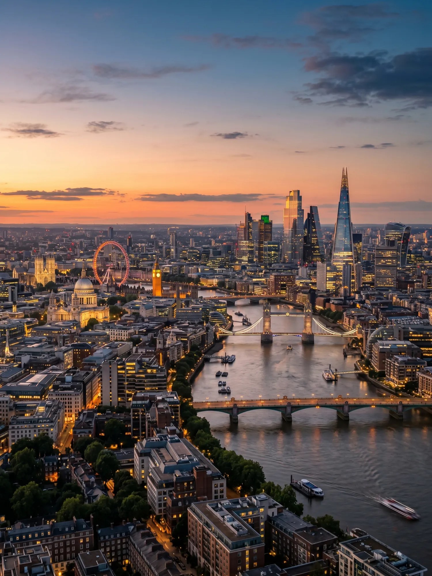 Image of Panoramic Cityscape View Of London At Sunset