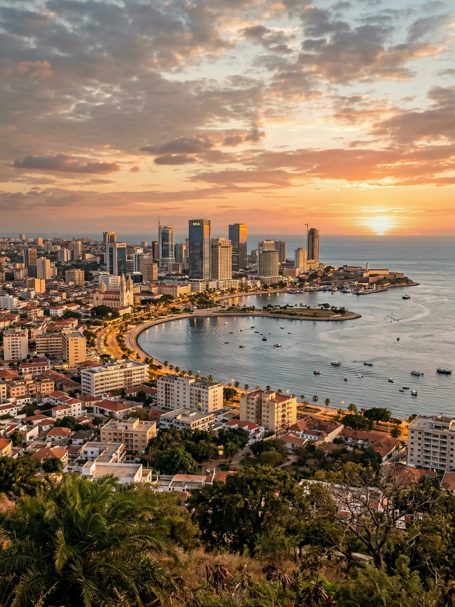 Image of Panoramic Cityscape View Of Luanda At Sunset