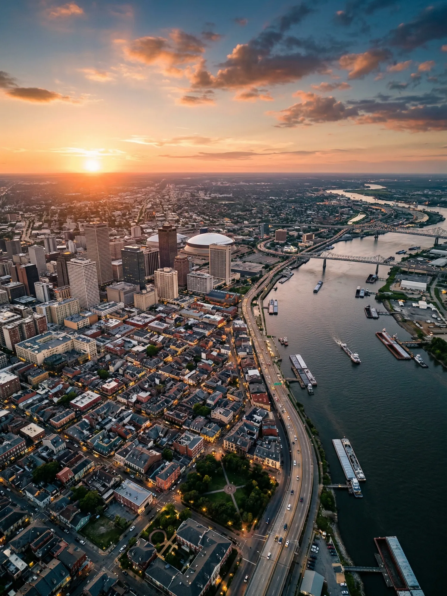 Image of Panoramic Cityscape View Of New Orleans At Sunset 1