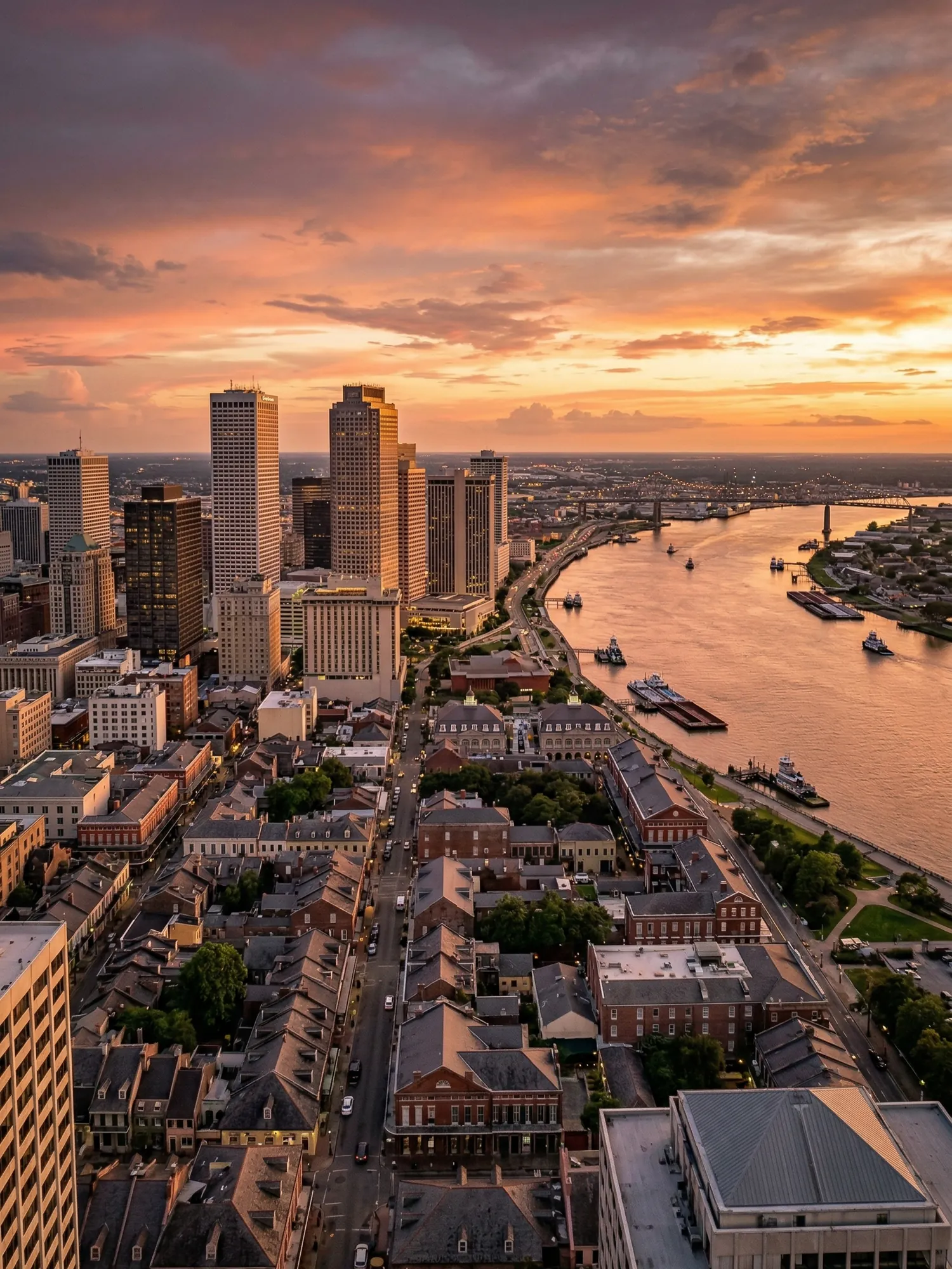 Image of Panoramic Cityscape View Of New Orleans At Sunset