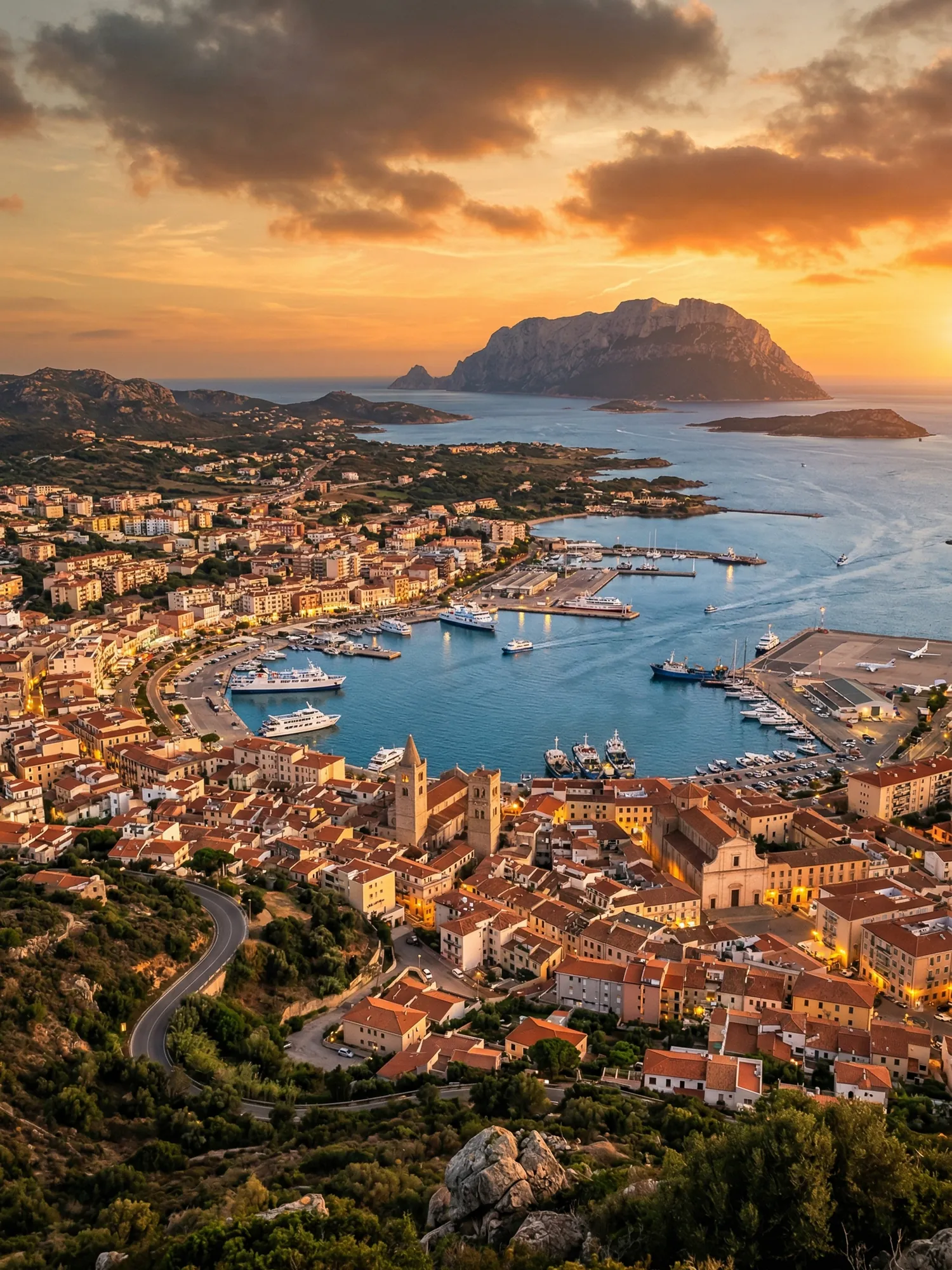 Image of Panoramic Cityscape View Of Olbia At Sunset