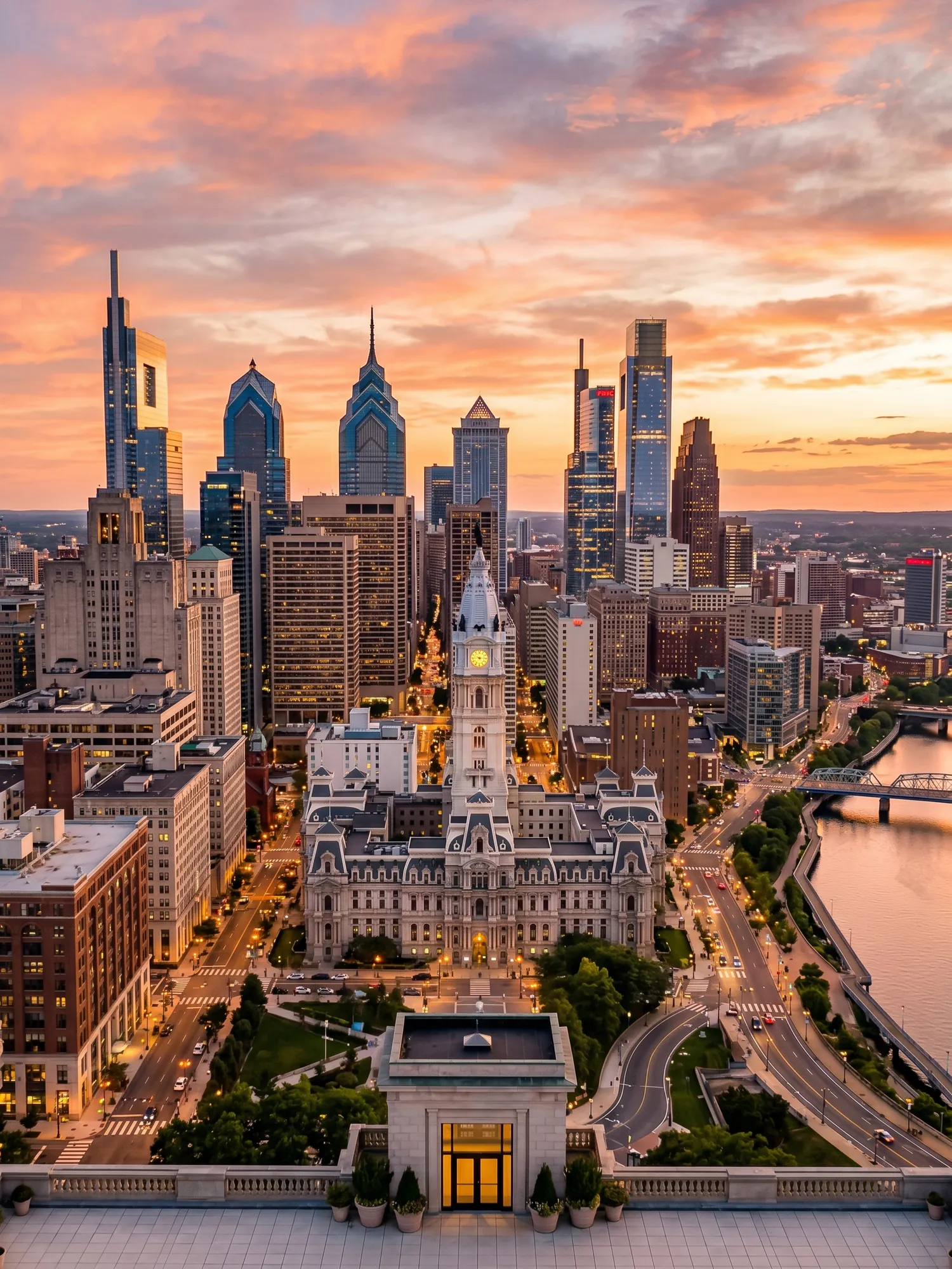 Image of Panoramic Cityscape View Of Philadelphia At Sunset 1