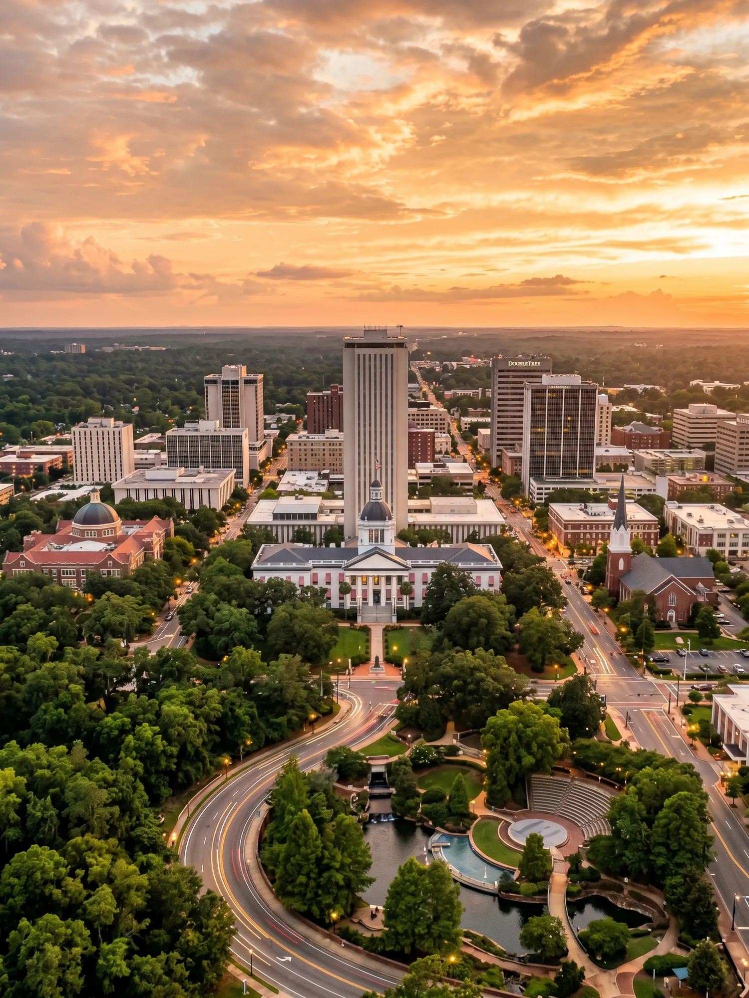 Image of Panoramic Cityscape View Of Tallahassee At Sunset
