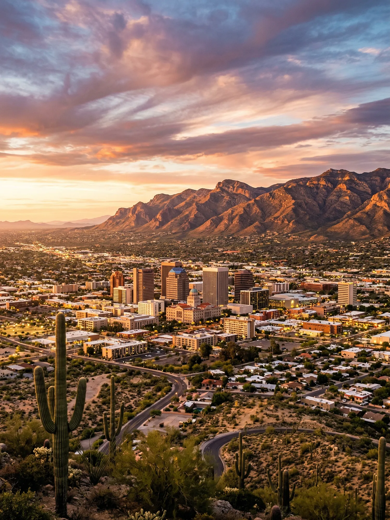 Image of Panoramic Cityscape View Of Tucson At Sunset 1