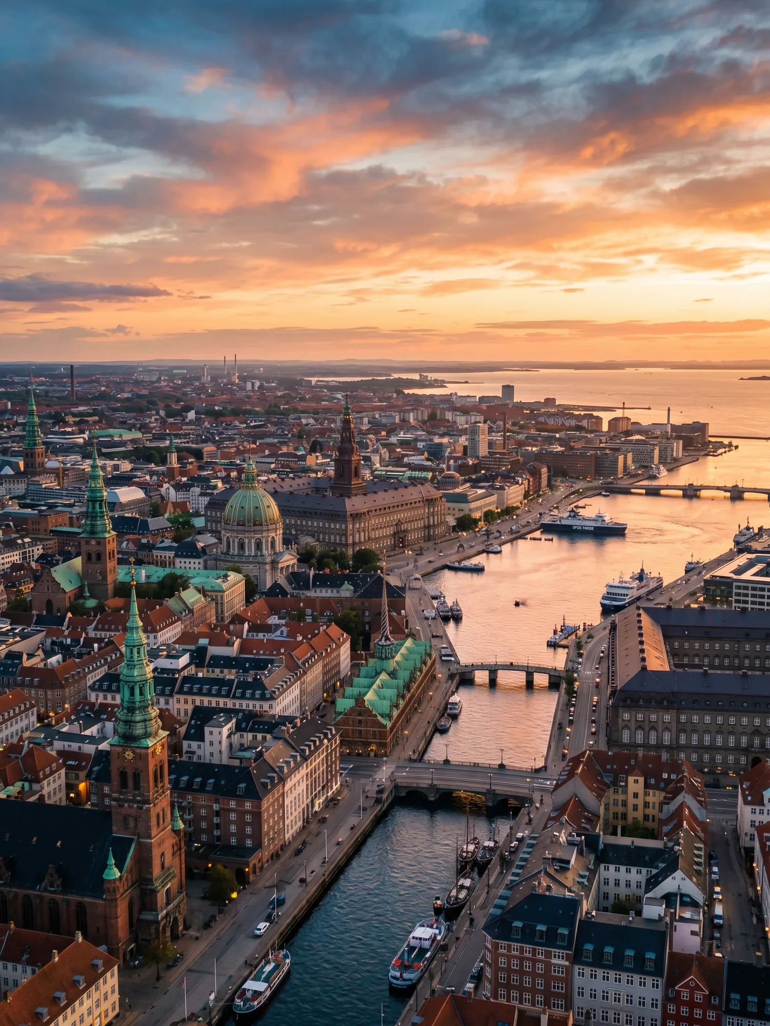Image of Panoramic Cityscape View Of Copenhagen At Sunset