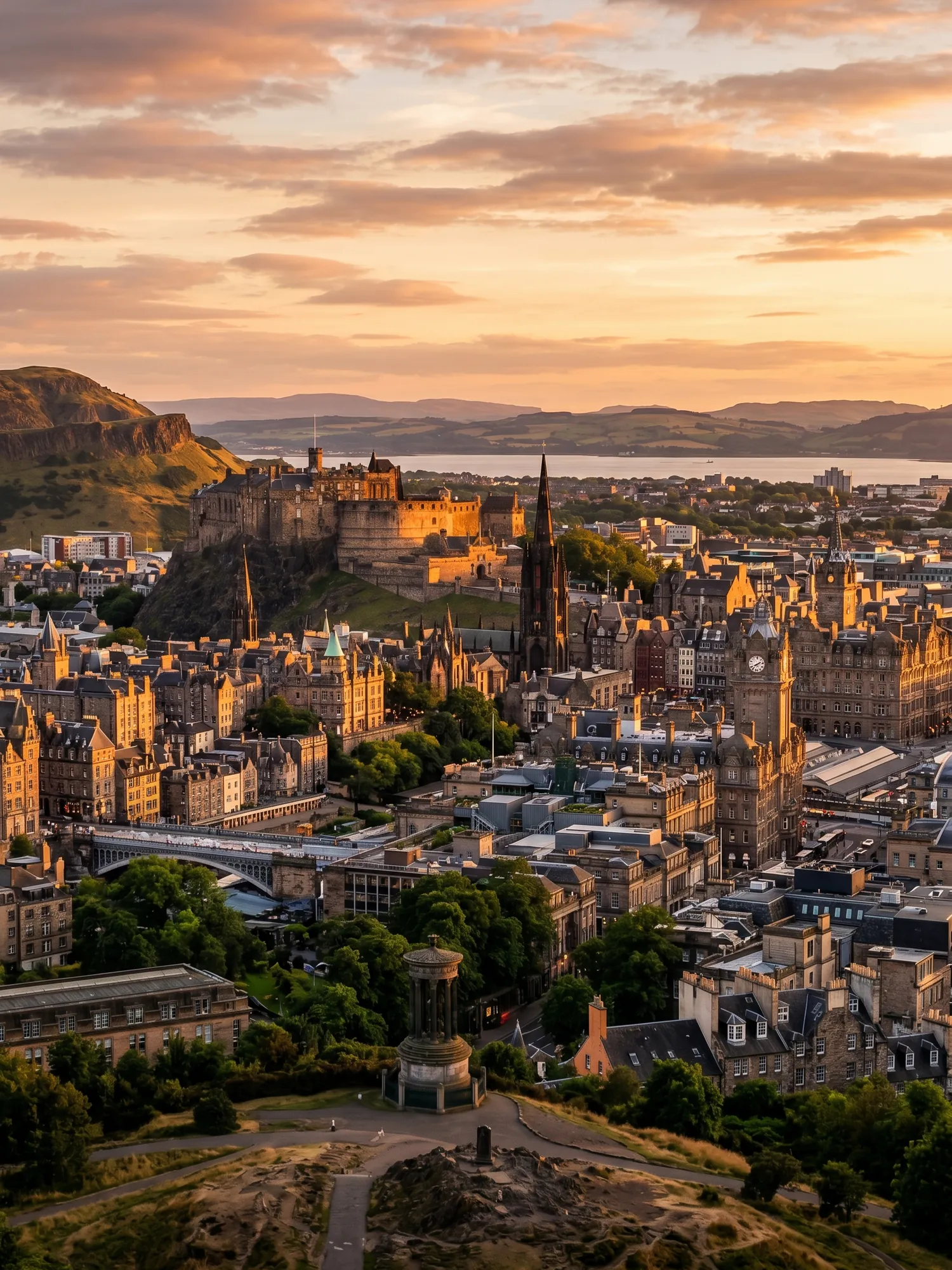 Image of Panoramic Cityscape View Of Edinburgh At Sunset